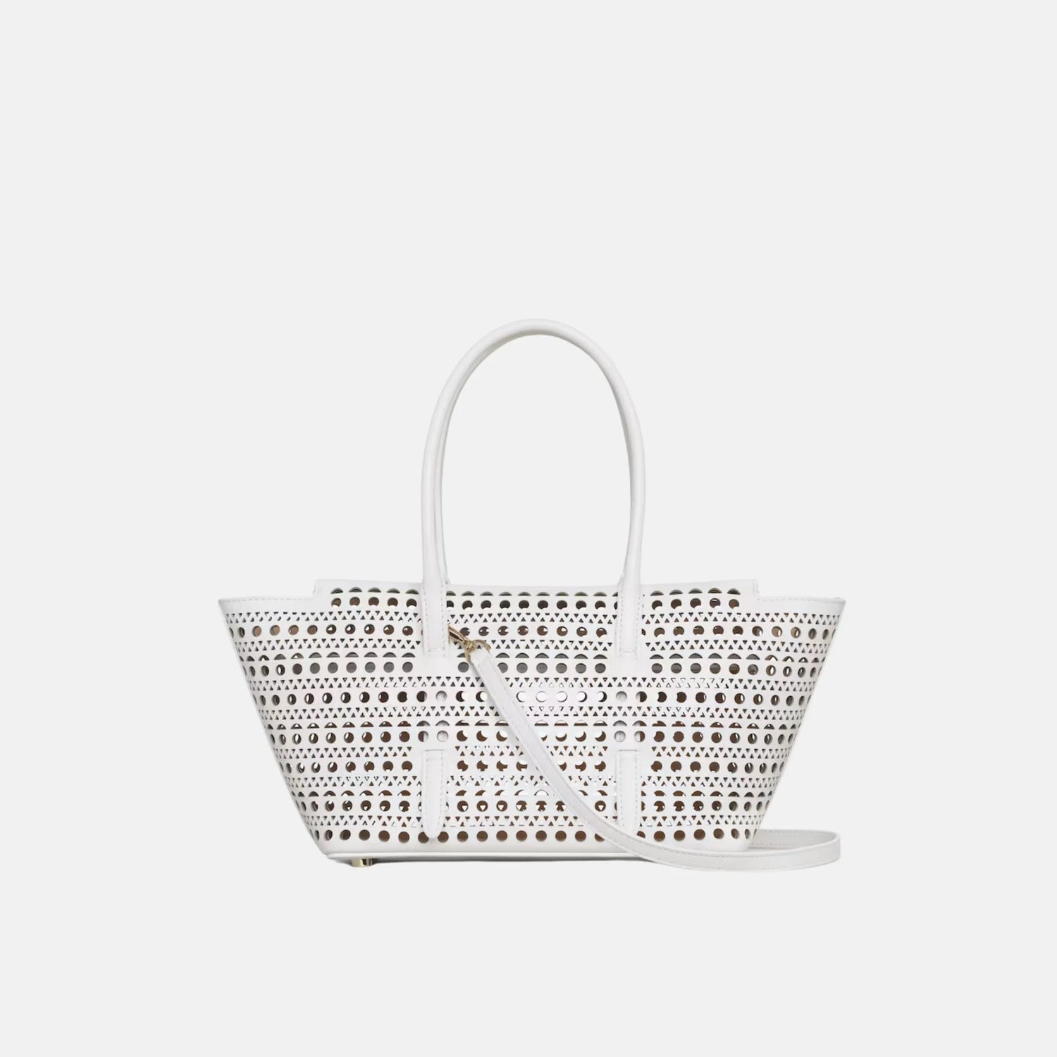 Alaia Neo Mina 20 Bag In Vienne Calfskin, White, Front