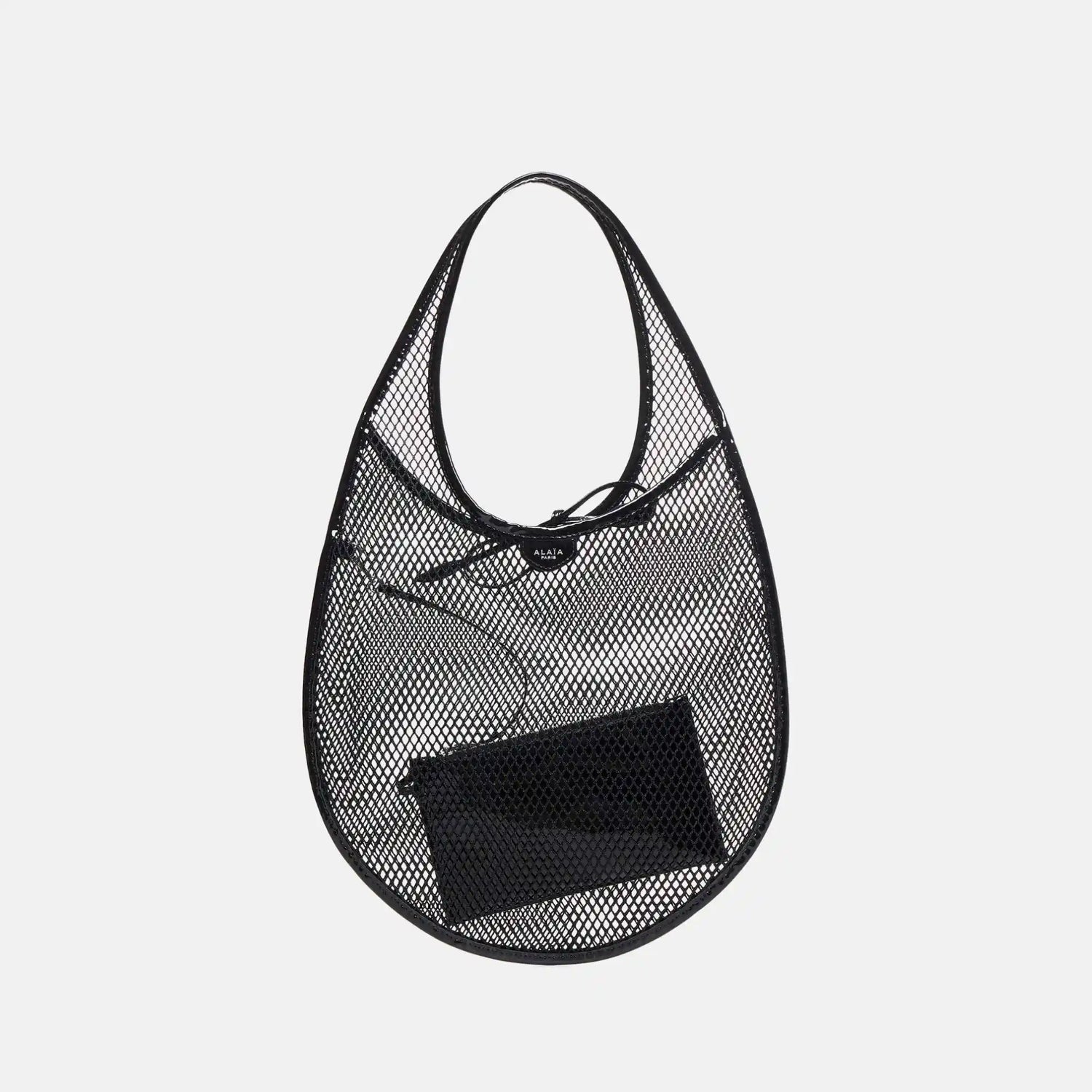 Alaia One Piece Medium Bag In Fishnet, Black, Front