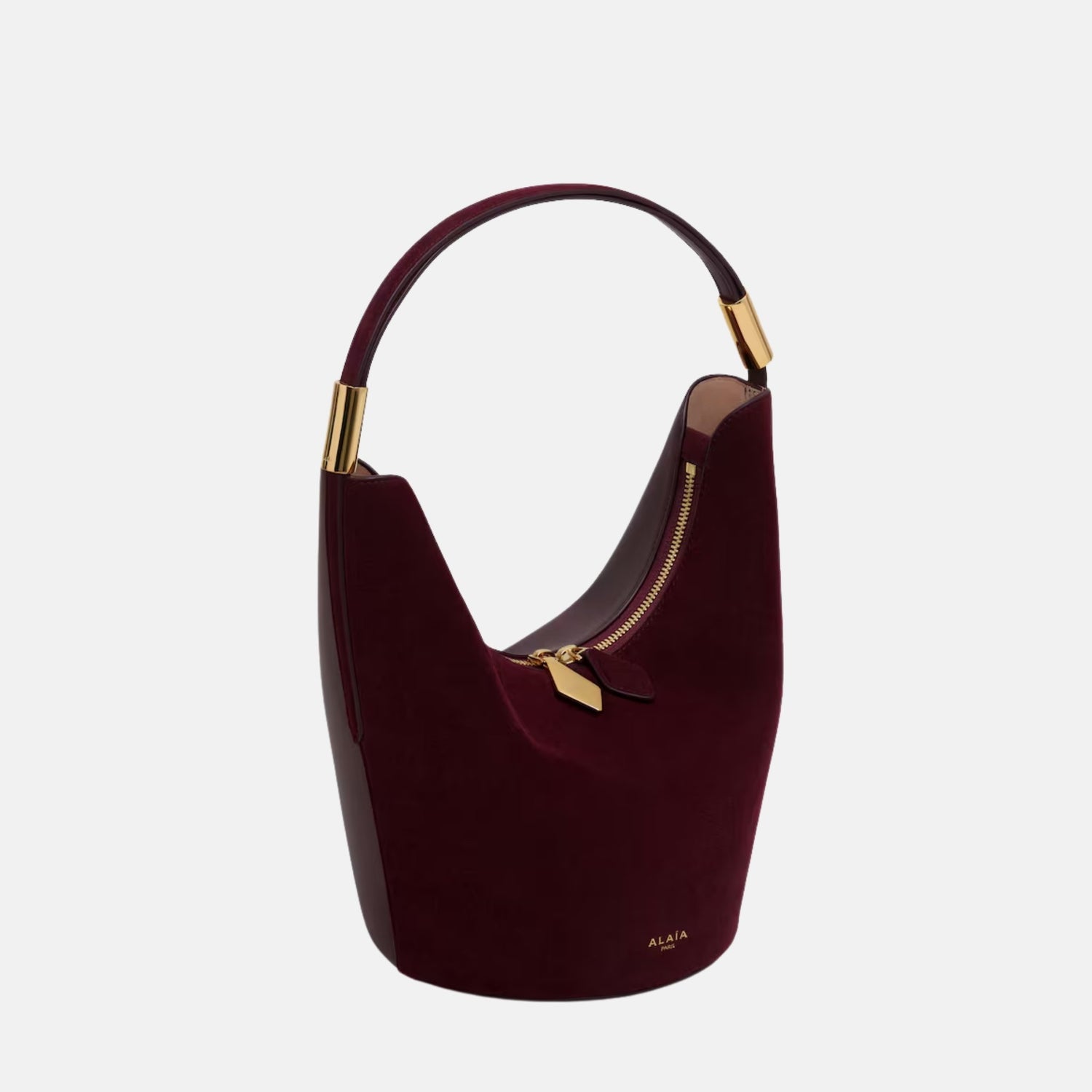 Alaia Shape Small Bag In Suede Goatskin And Calfskin, Red, Side