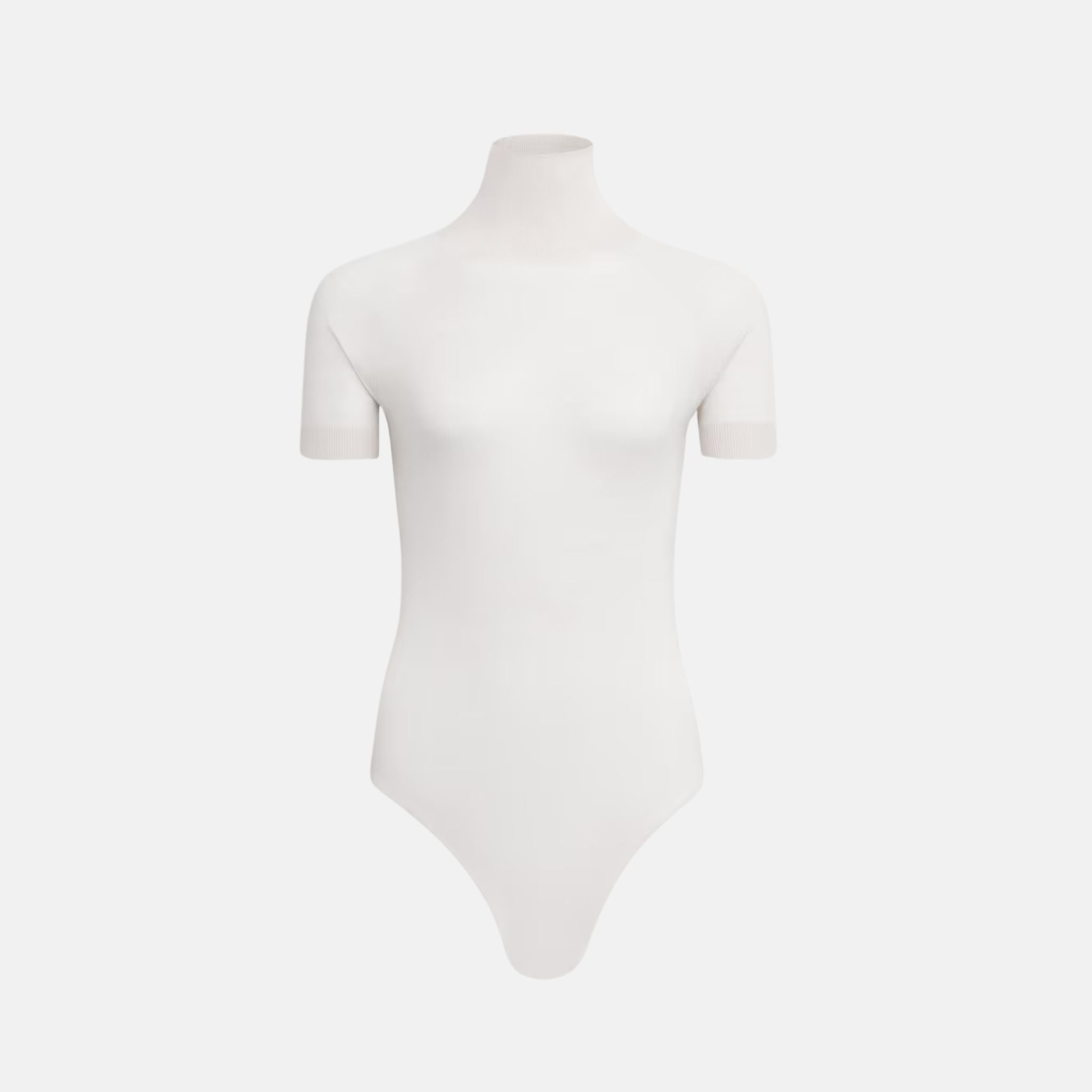 Alaia Short Sleeve Body In Sheer Wool Knit, White