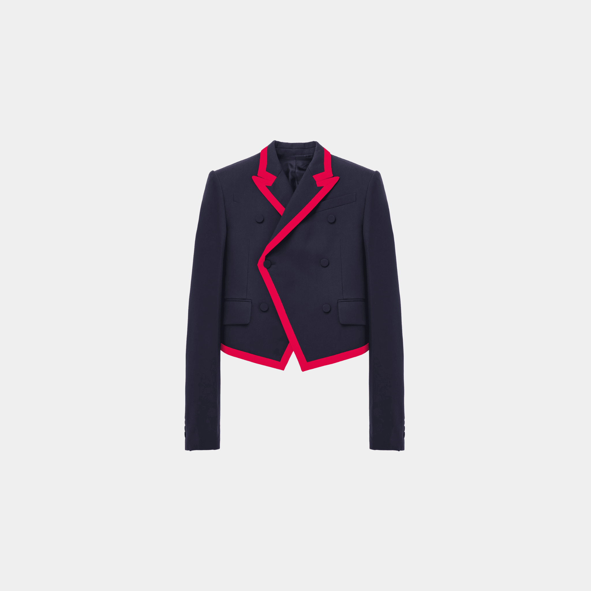 Alexander McQueen Binding Shrunken Blazer in Navy, Front