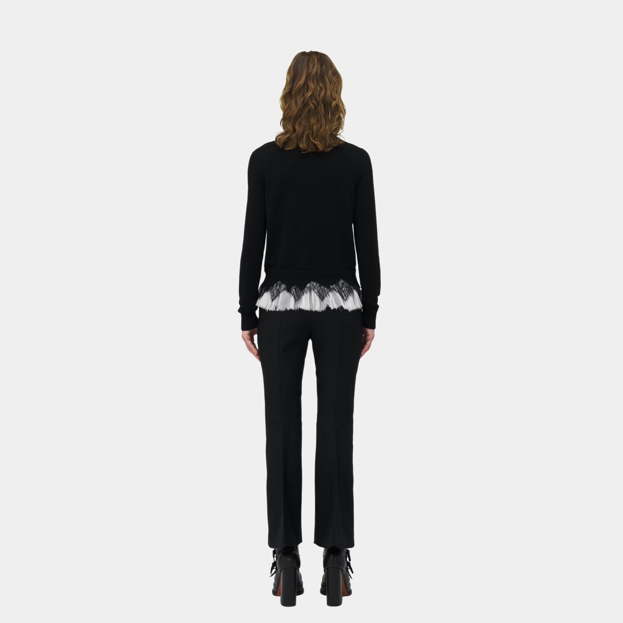 Alexander Mcqueen Cobweb Lace Jumper in Black Ivory, Model