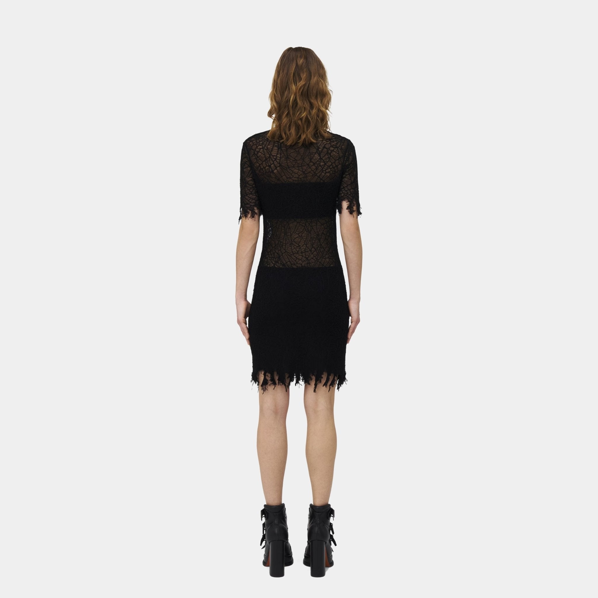 Alexander Mcqueen Lace Mini Dress in Black, Model