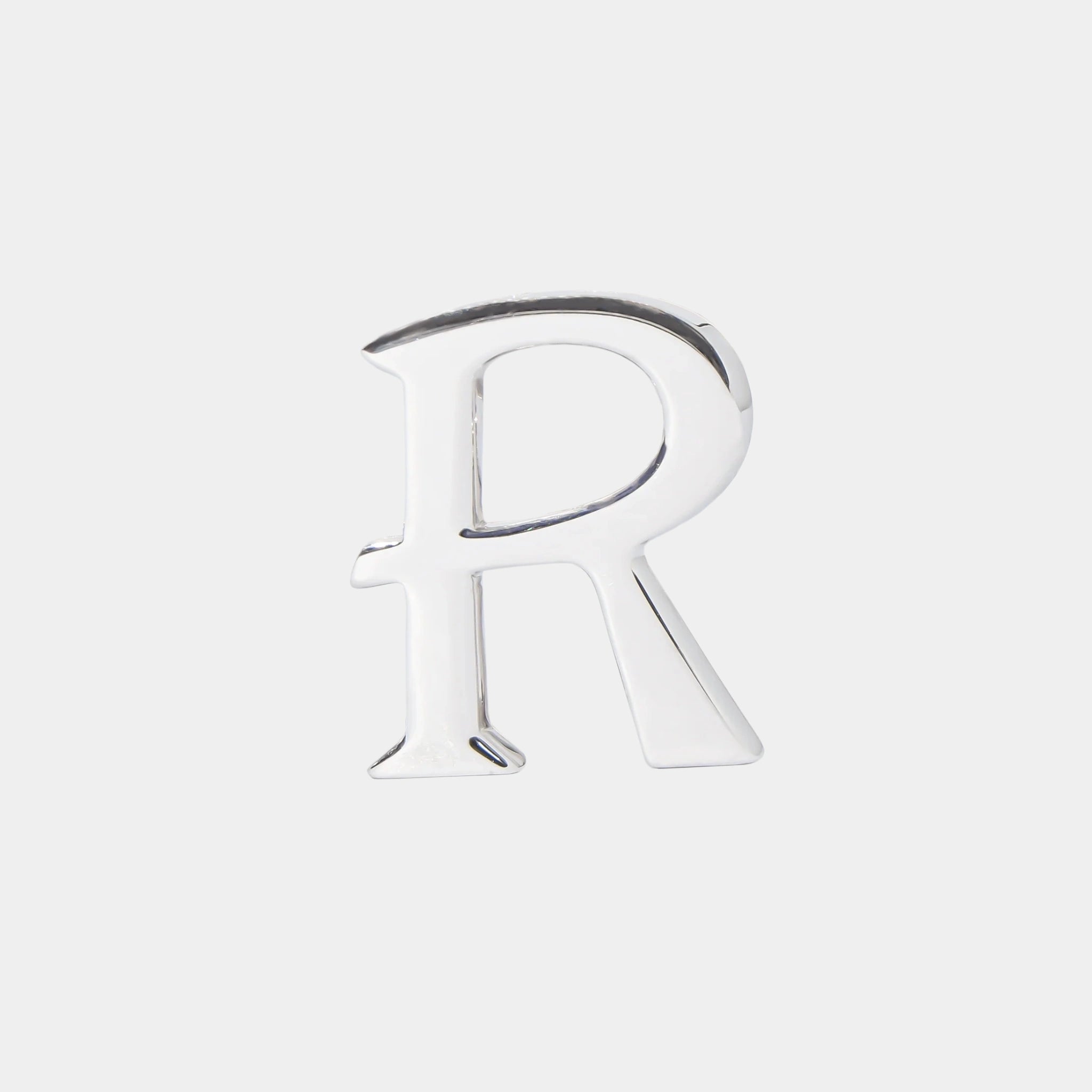 Ashna Mehta Alphabet Bag Bijoux Plain 18K White Gold, Letter R