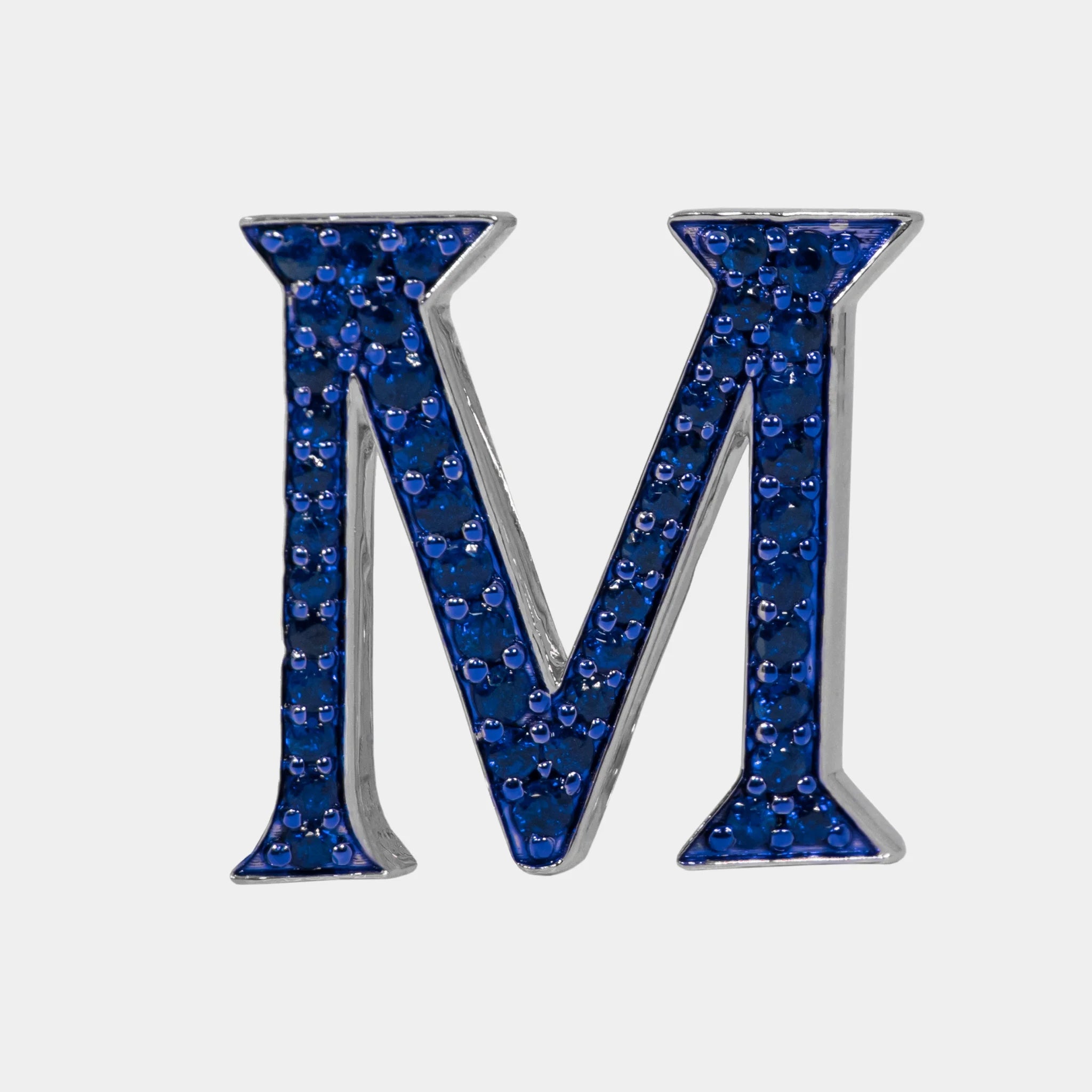 Ashna Mehta Alphabet Customized Bag Bijoux with Blue Sapphire, Letter M