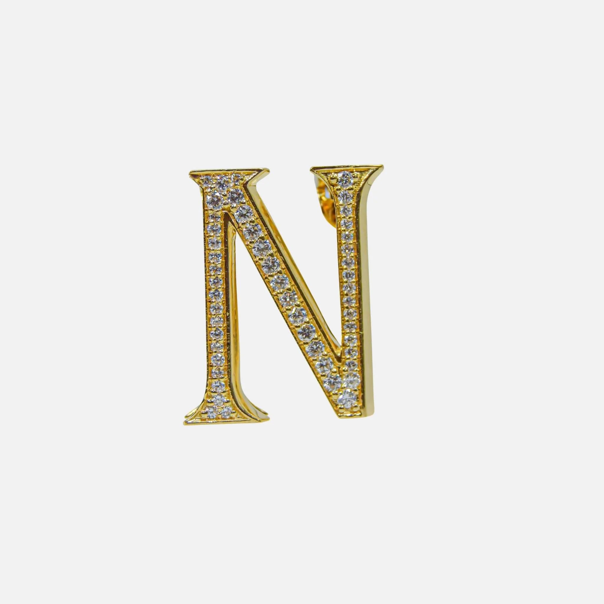 Ashna Mehta Alphabets Bag Bijoux with Natural Diamonds in Yellow Gold, N