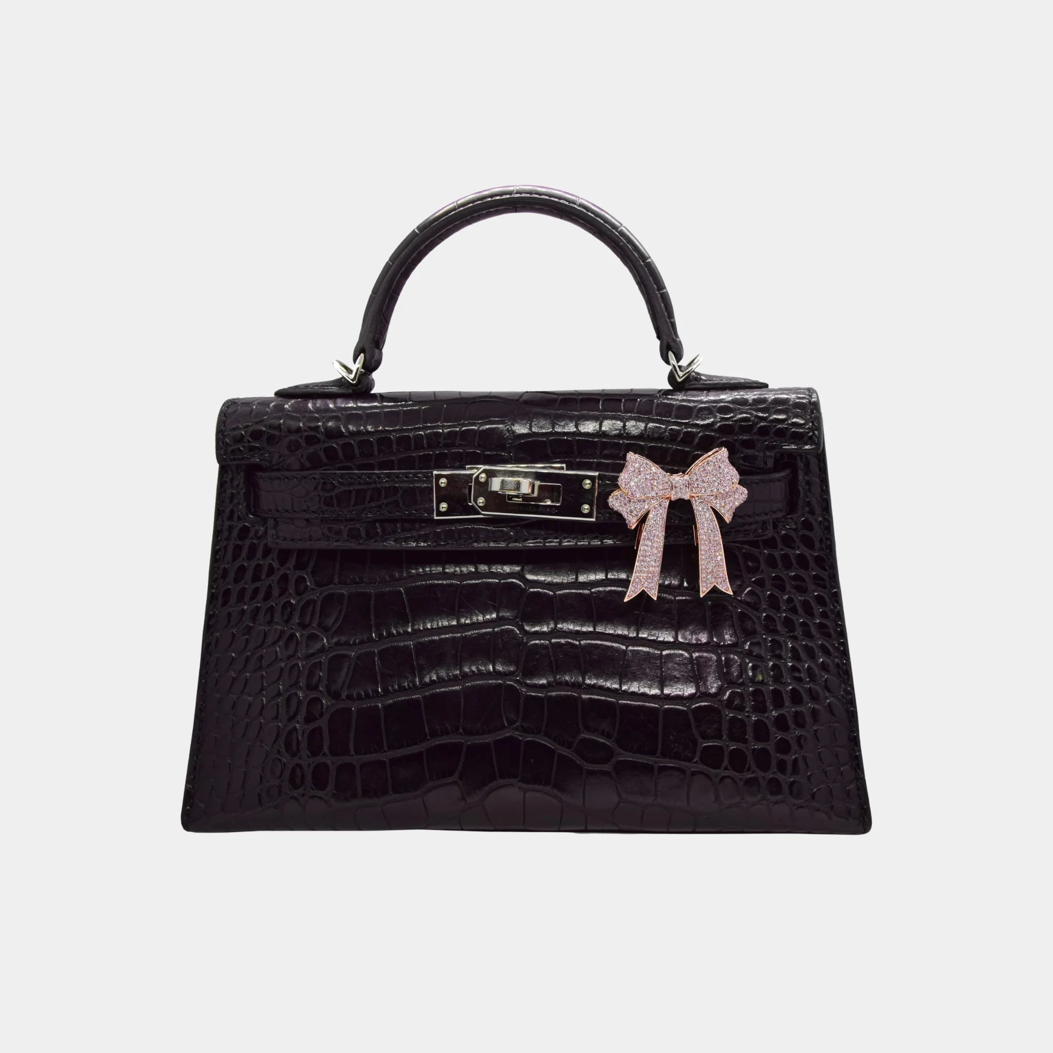 Ashna Mehta Bow Customized Bag Bijoux, Rose Gold, Fancy Pink Diamond, Attached