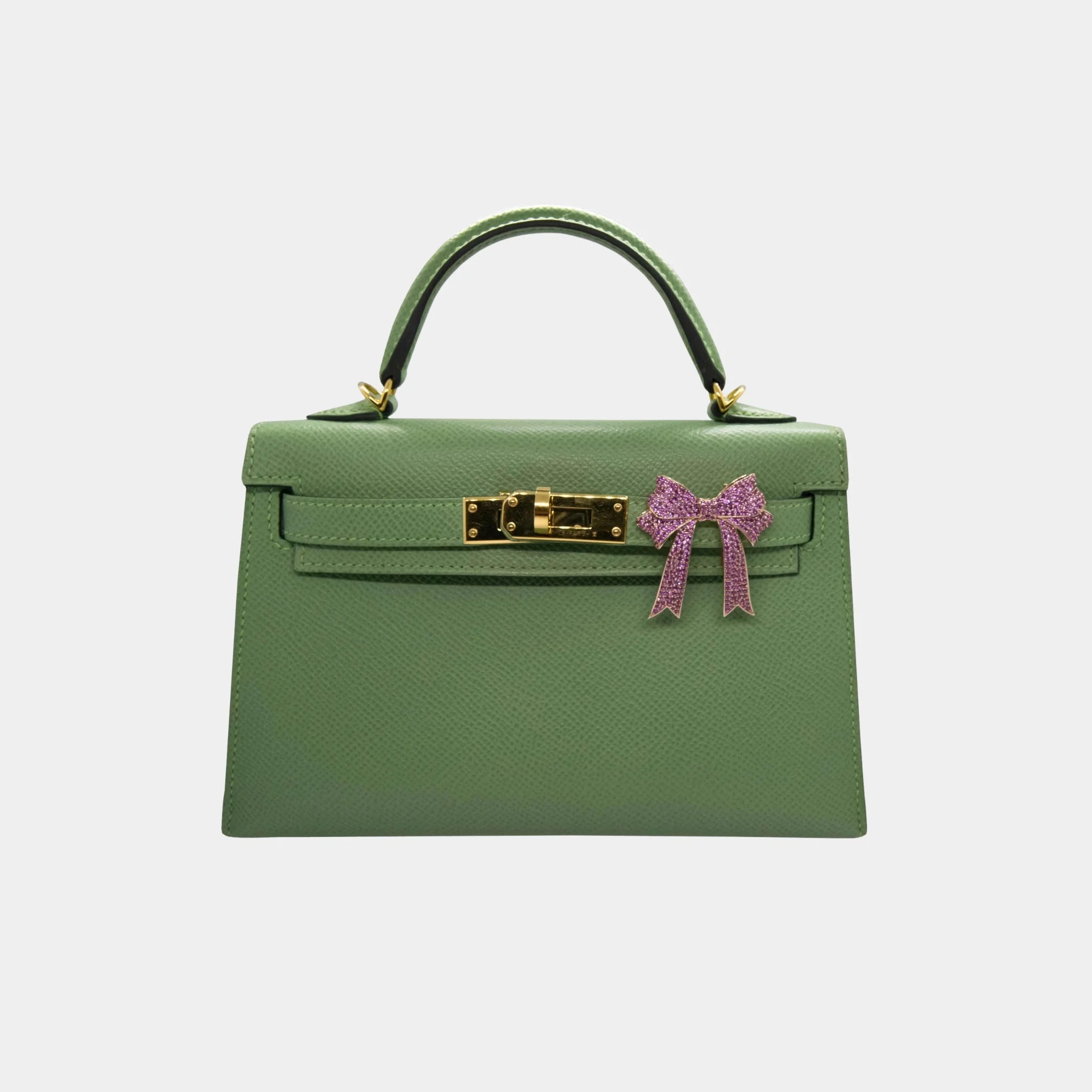 Ashna Mehta Bow Customized Bag Bijoux, Rose Gold, Pink Sapphire, Attached