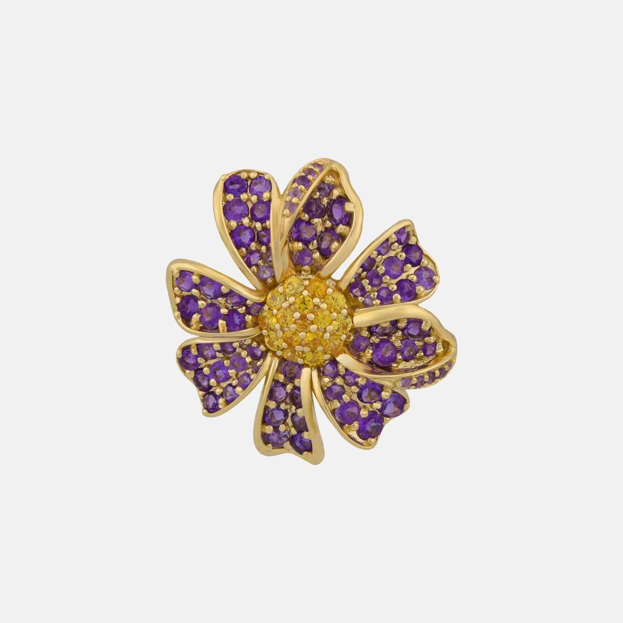 Ashna Mehta Daisy Flower Customized Bag Bijoux, Amethyst Yellow Sapphire