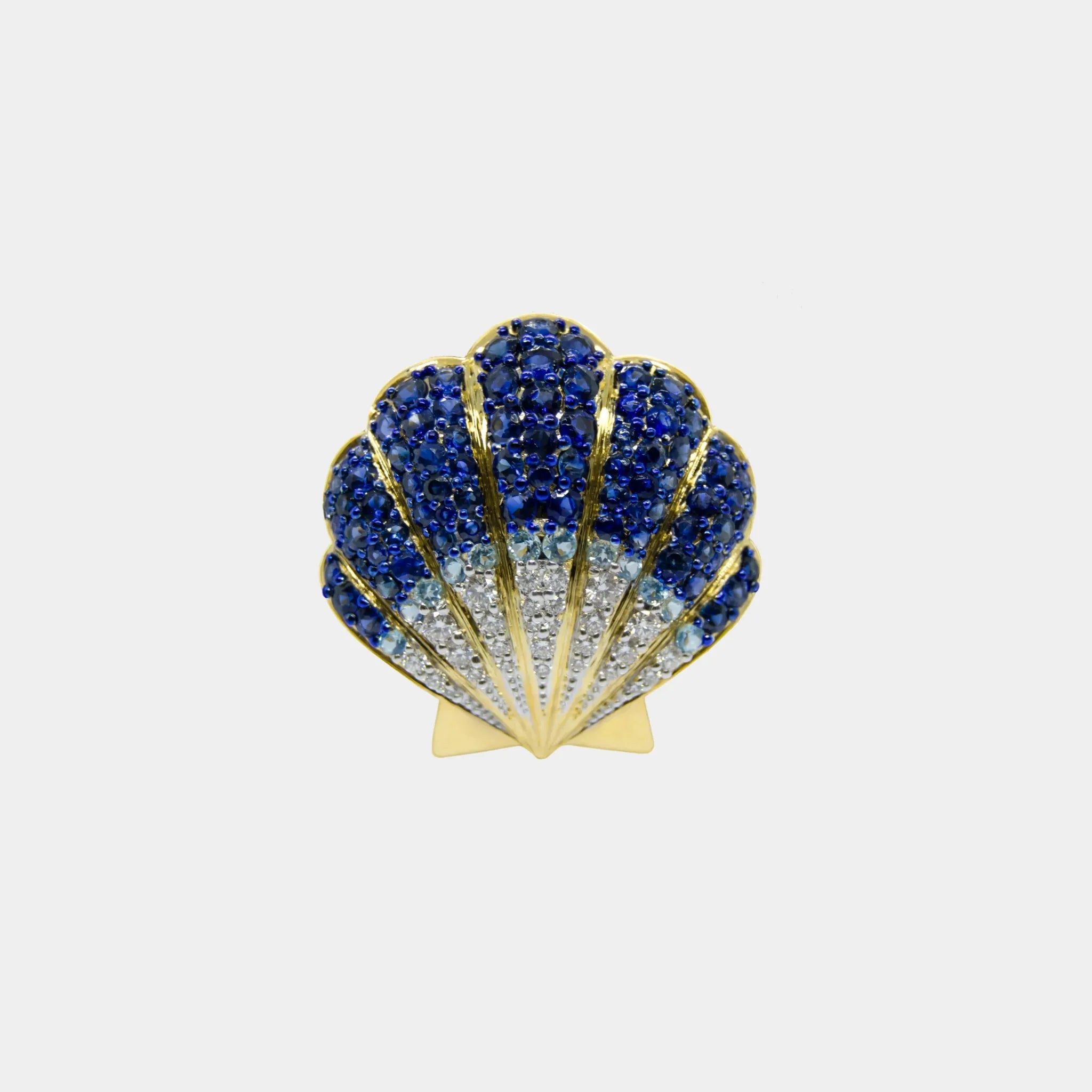 Ashna Mehta Seashell Customized Bag Bijoux, Blue Sapphire, Blue Topaz, Front