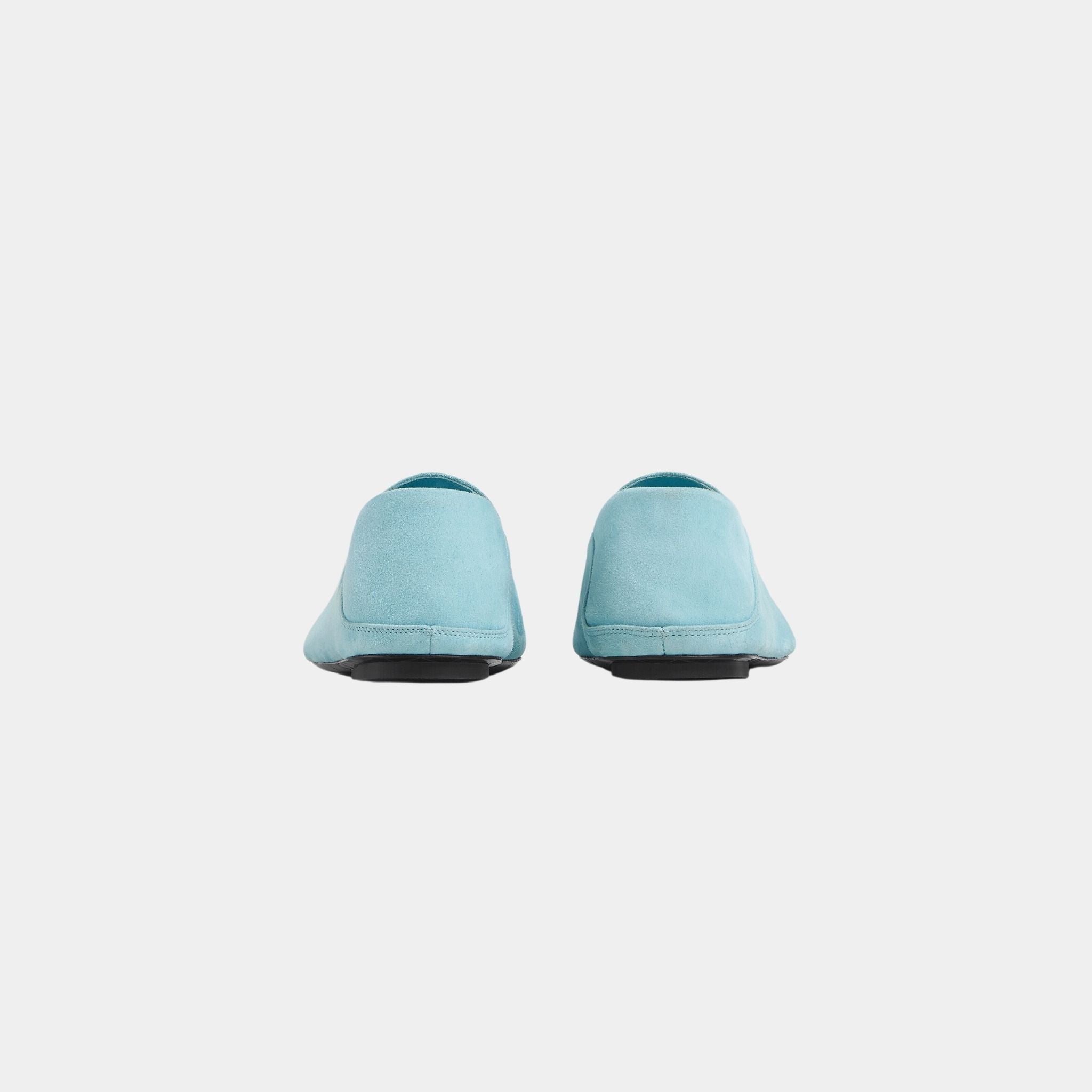 Bottega Veneta Adamo Supple Slipper Suede Foldable Backstay, Pale Blue, Back