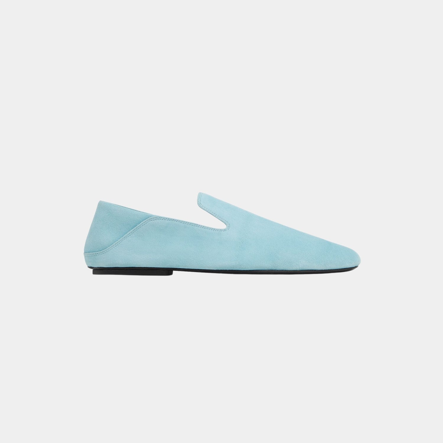 Bottega Veneta Adamo Supple Slipper Suede Foldable Backstay, Pale Blue, Side