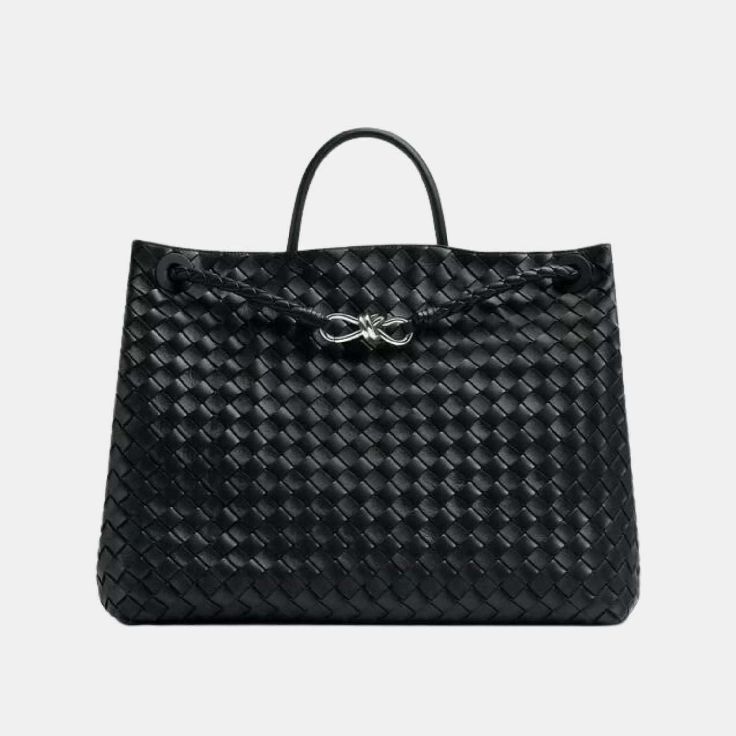 Bottega Veneta Andiamo Grand Format Handbag, Black, Silver, Front