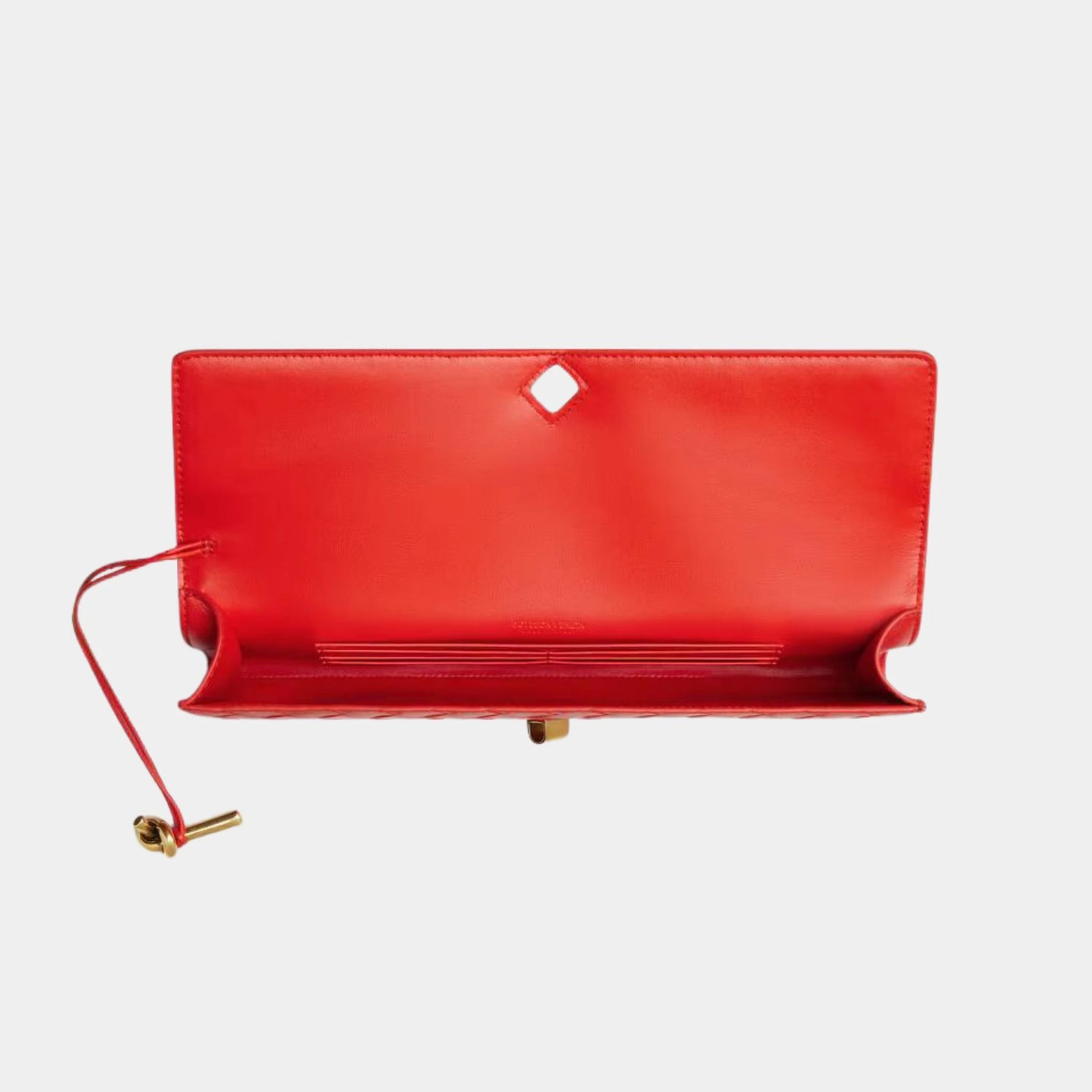 Bottega Veneta Andiamo Top Handle Clutch Intrecciato Leather, Cherry Tomato, Top