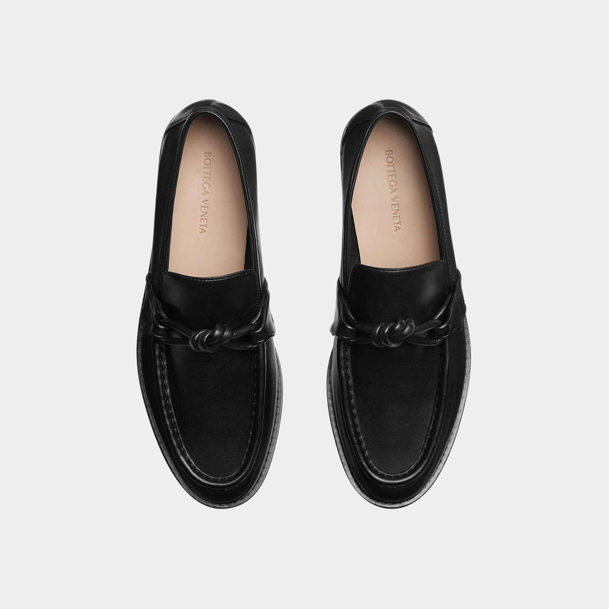 Bottega Veneta Astaire Loafer Calfskin Signature Knot Detail Men, Black, Top