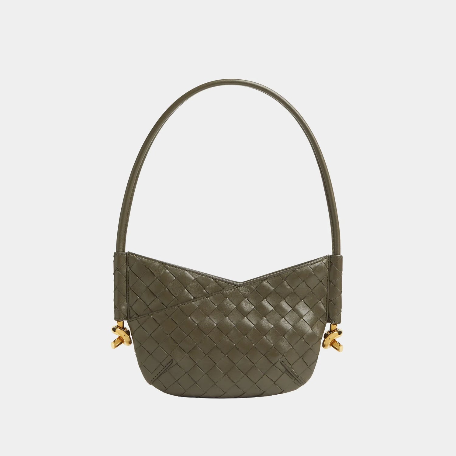 Bottega Veneta Baby Solstice Intrecciato Leather Bag, Cypress, Front
