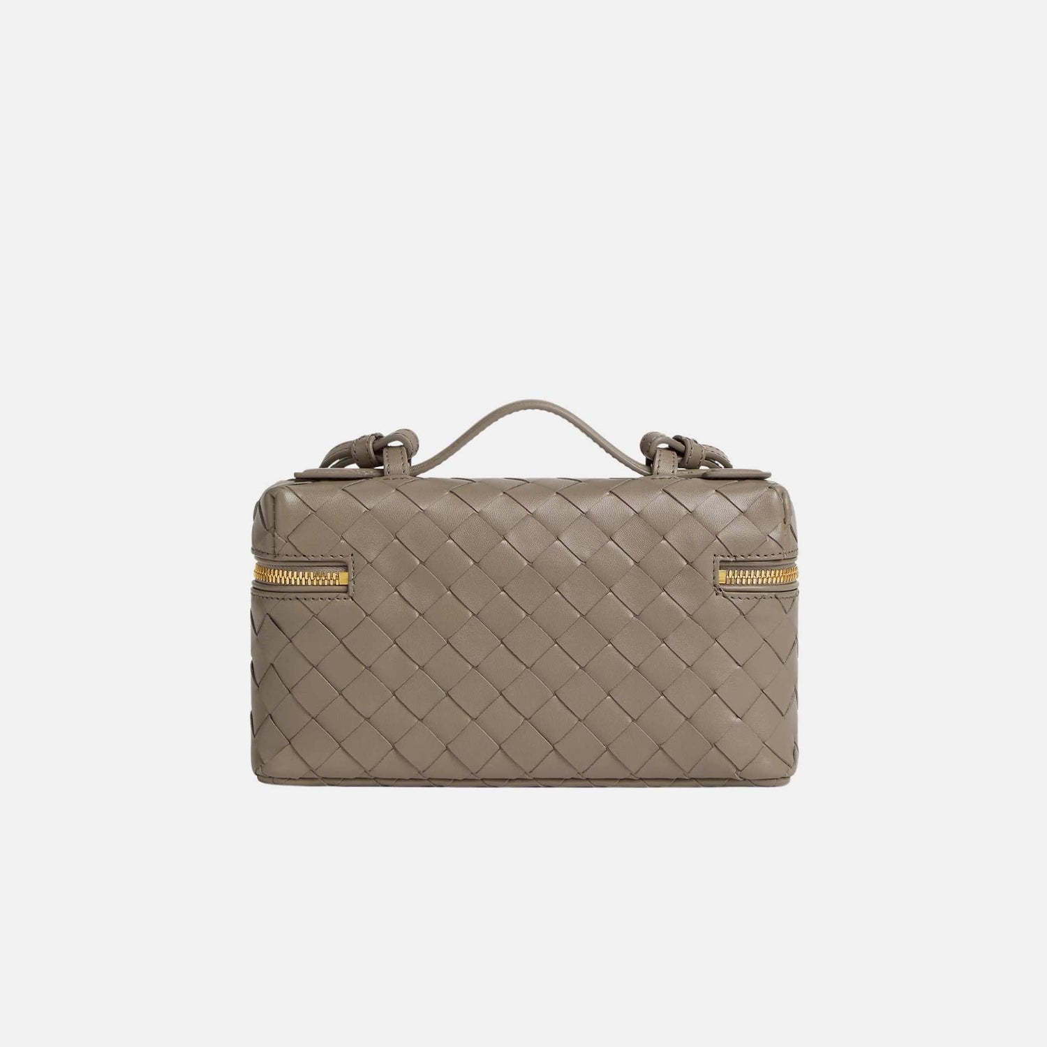Bottega Veneta Bang Bang Vanity Case Intrecciato Leather, Lime Stone, Back