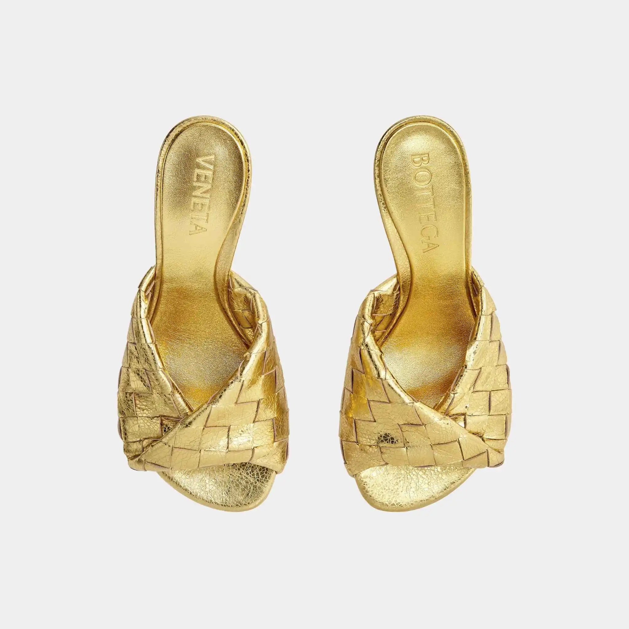 Bottega Veneta Blink High Heel Mule Lambskin, Gold, Top
