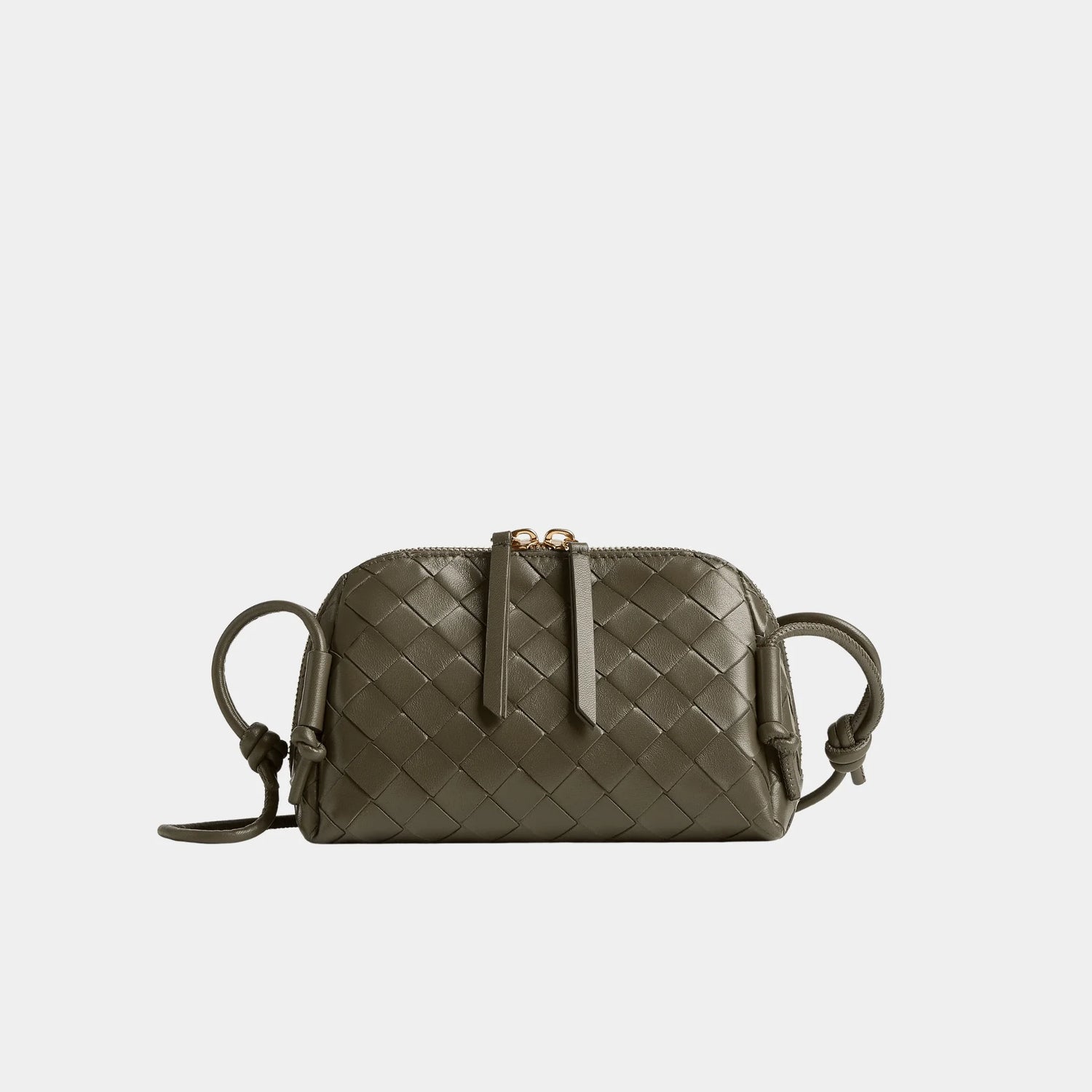 Bottega Veneta Concert Intrecciato Nappa Leather Pouch, Cypress, Front