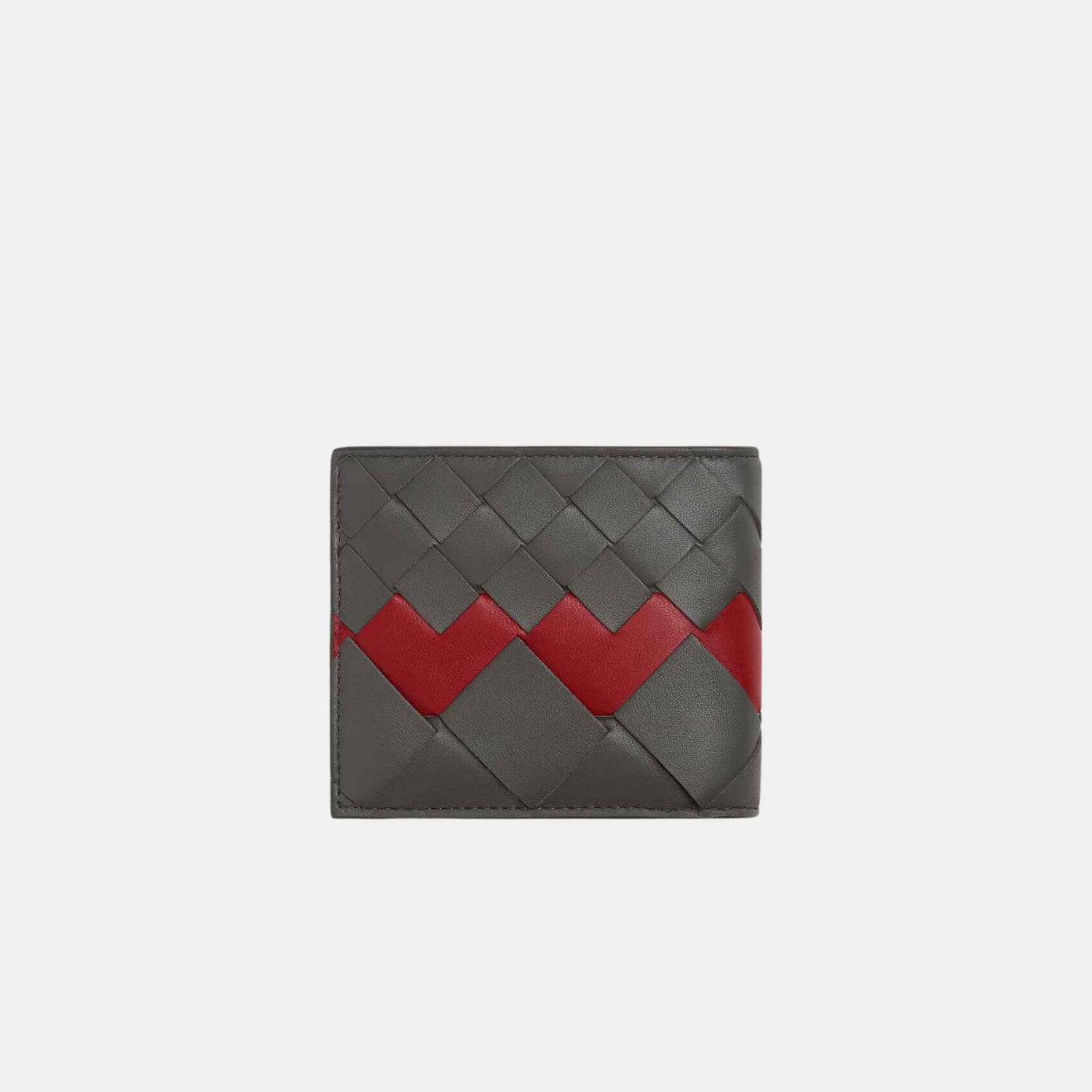 Bottega Veneta Intrecciato Bi-Fold Wallet With Coin Purse, Front, fliped,Lapilli/Rosewood,