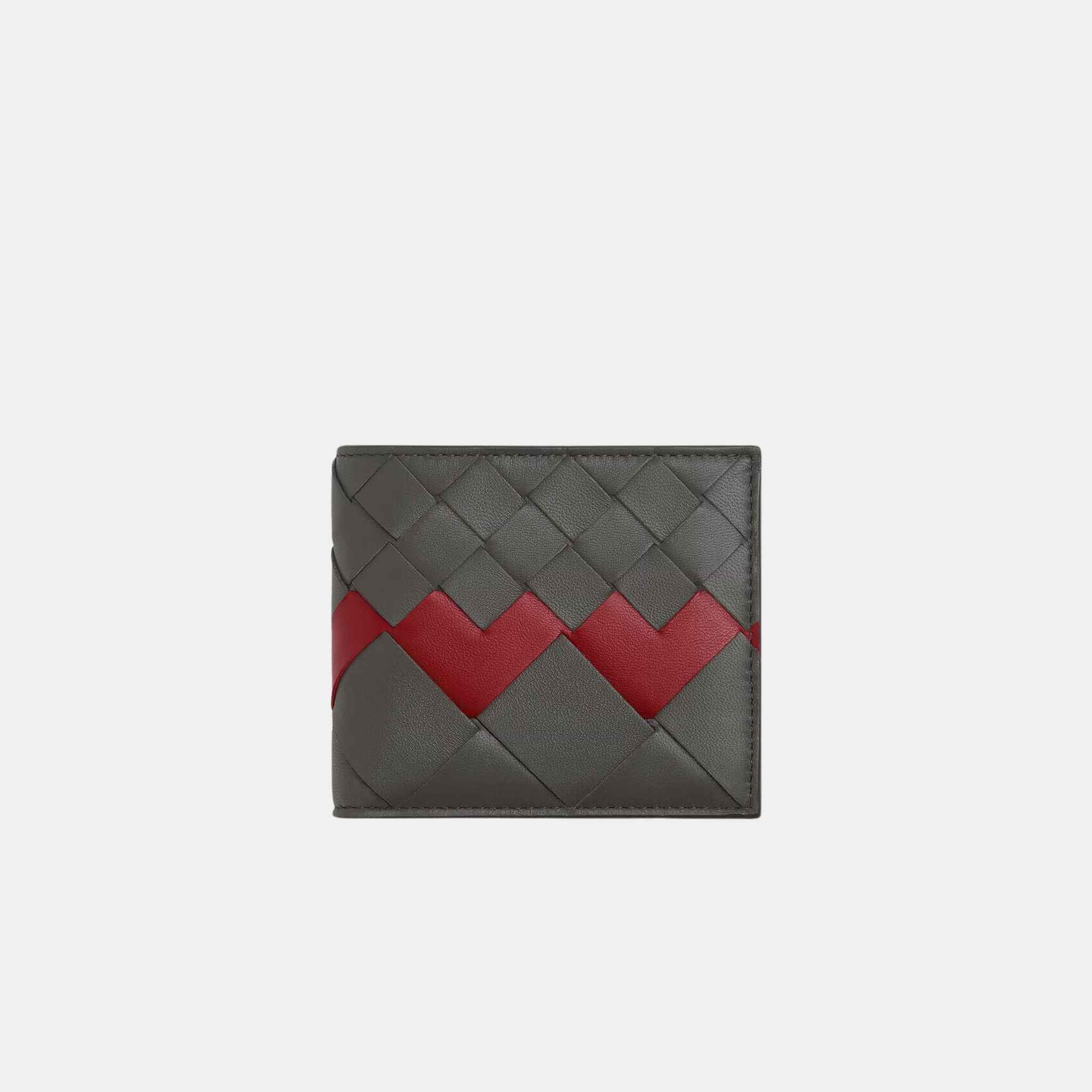 Bottega Veneta Intrecciato Bi-Fold Wallet With Coin Purse, Front, Lapilli/Rosewood