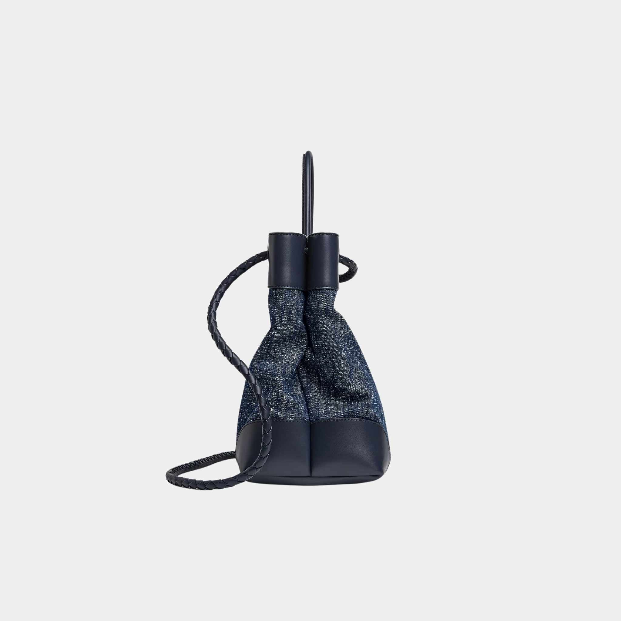 Bottega Veneta Large Andiamo Denim Boucle Calfskin Leather Handbag, Side