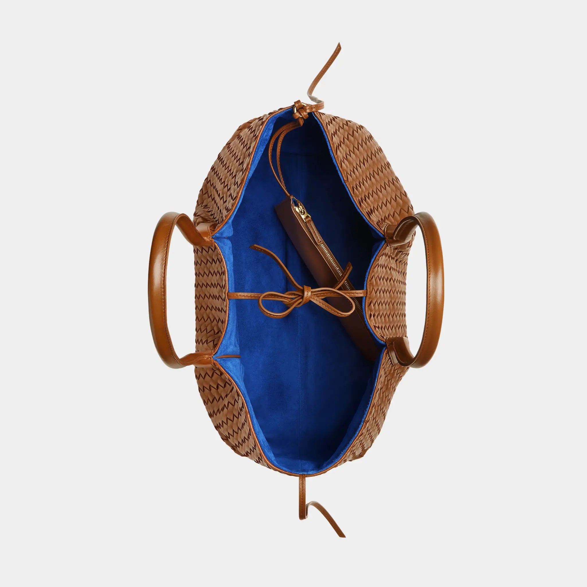 Bottega Veneta Large Pinacoteca Tote Bag, Amber, Blue Royal, Top