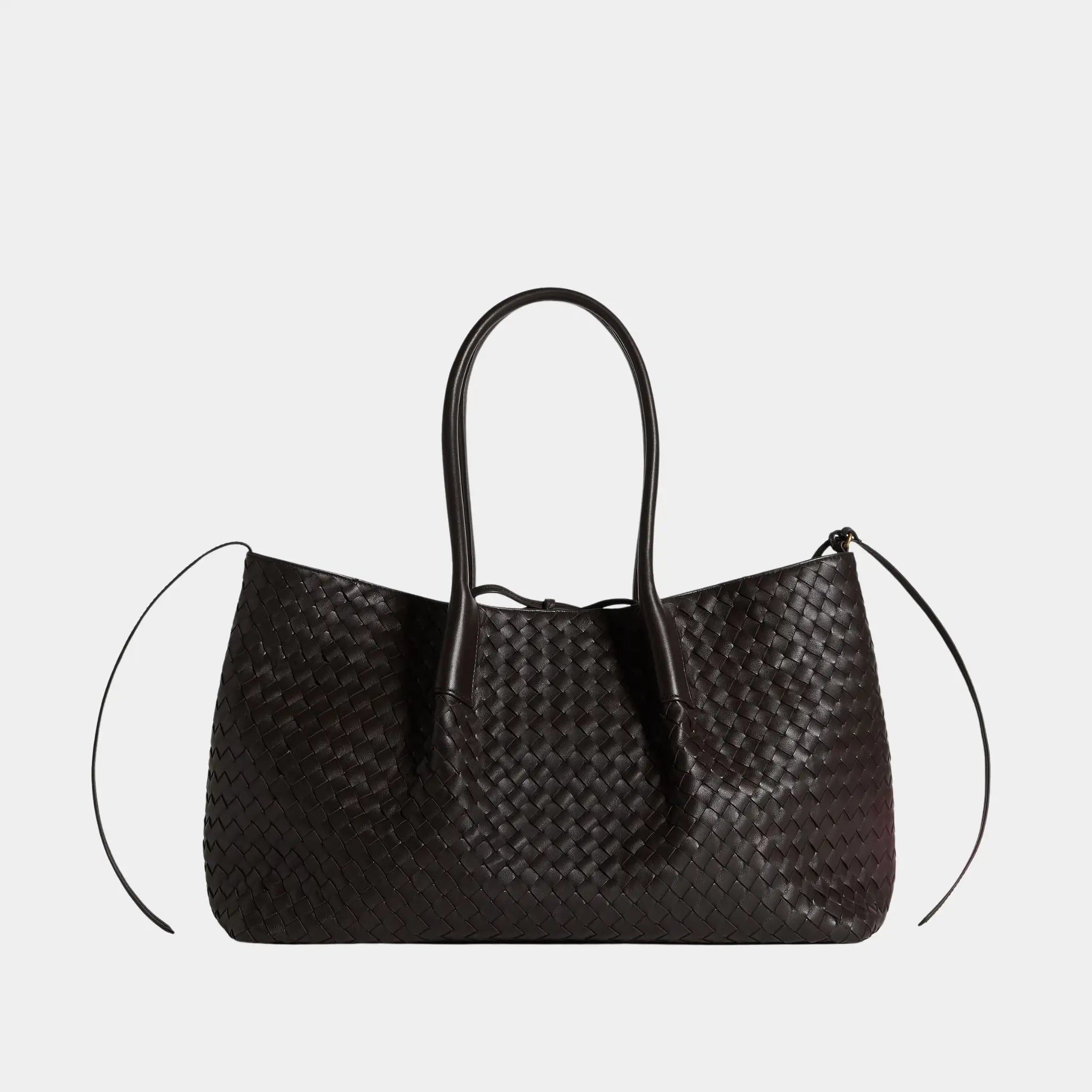 Bottega Veneta Large Pinacoteca Tote Bag, Espresso, Ecru, Front
