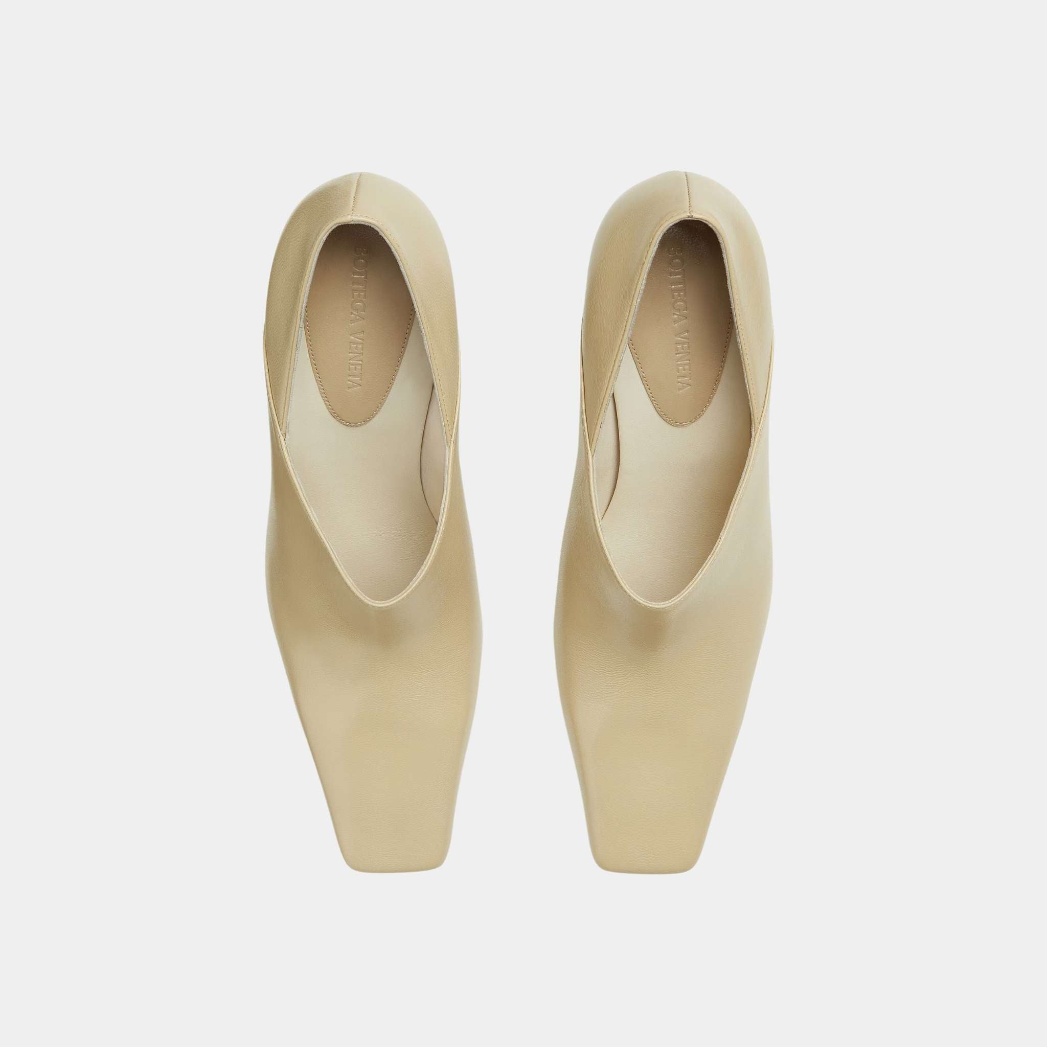 Bottega Veneta Lewis Pump Calfskin with Sculptural Sloped Heel, Light Butterscotch, Top