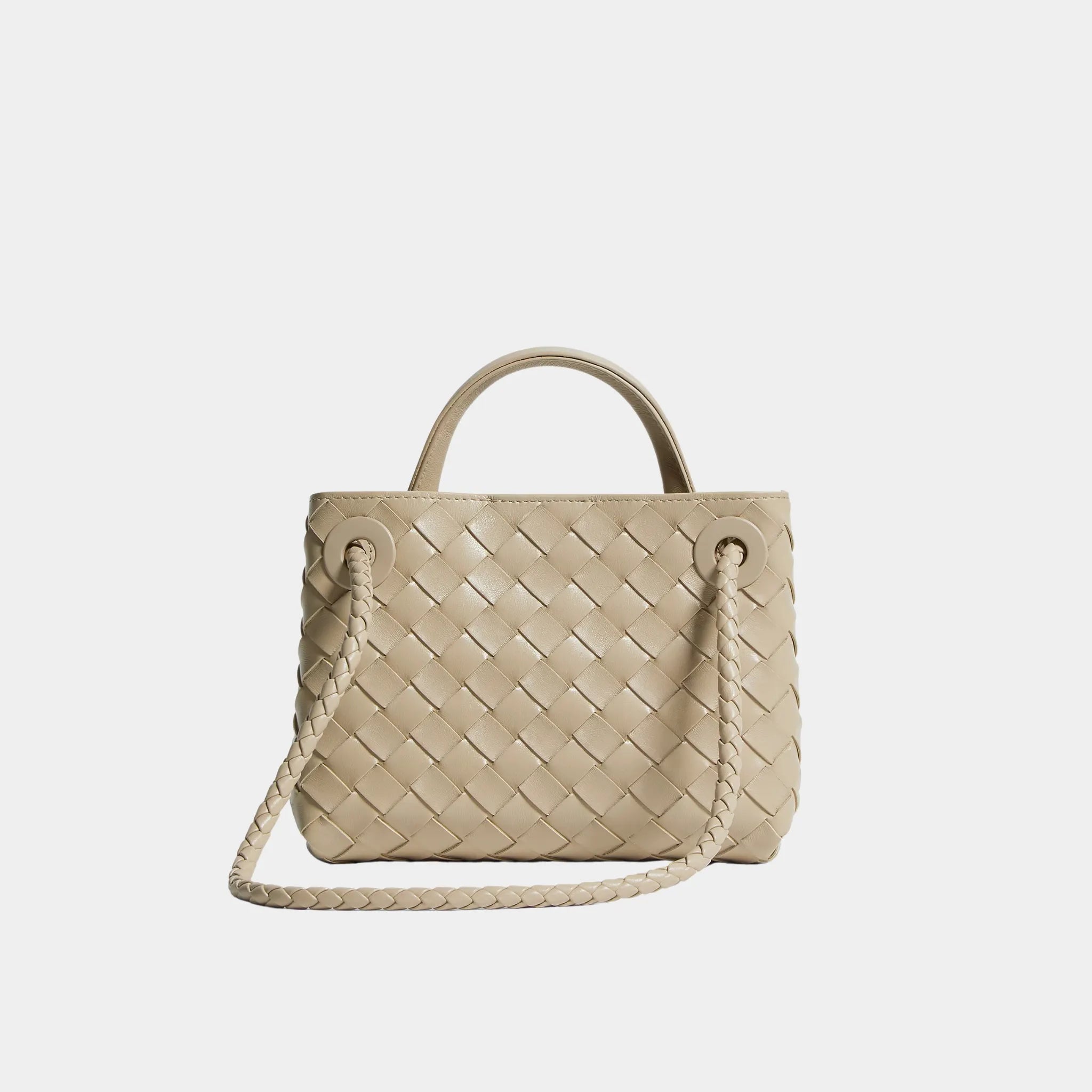 Bottega Veneta Mini Andiamo Bag in Intrecciato Leather, Ecru, Back