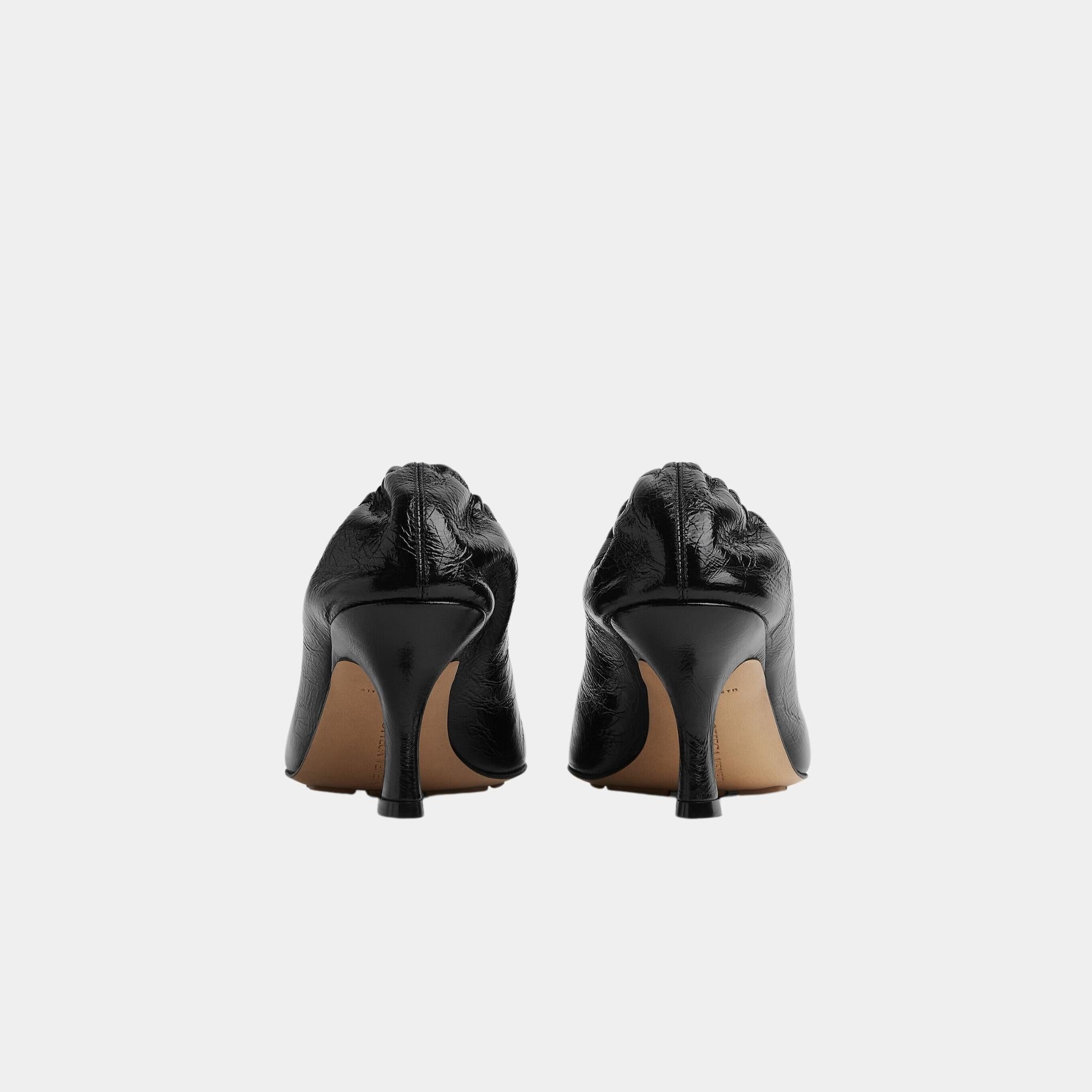 Bottega Veneta Sharp Chain Crinkled Calfskin Pump, Black, Back