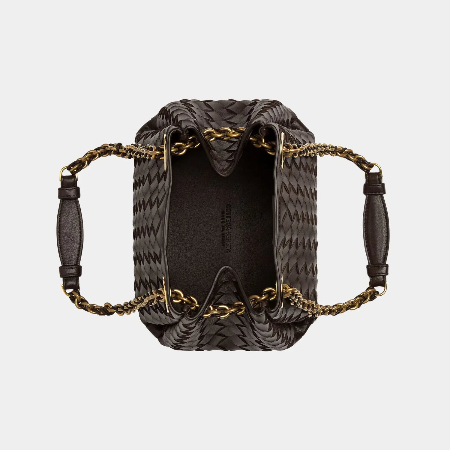 Bottega Veneta Small Parachute Chain Supple Intrecciato Leather, Fondant, Top