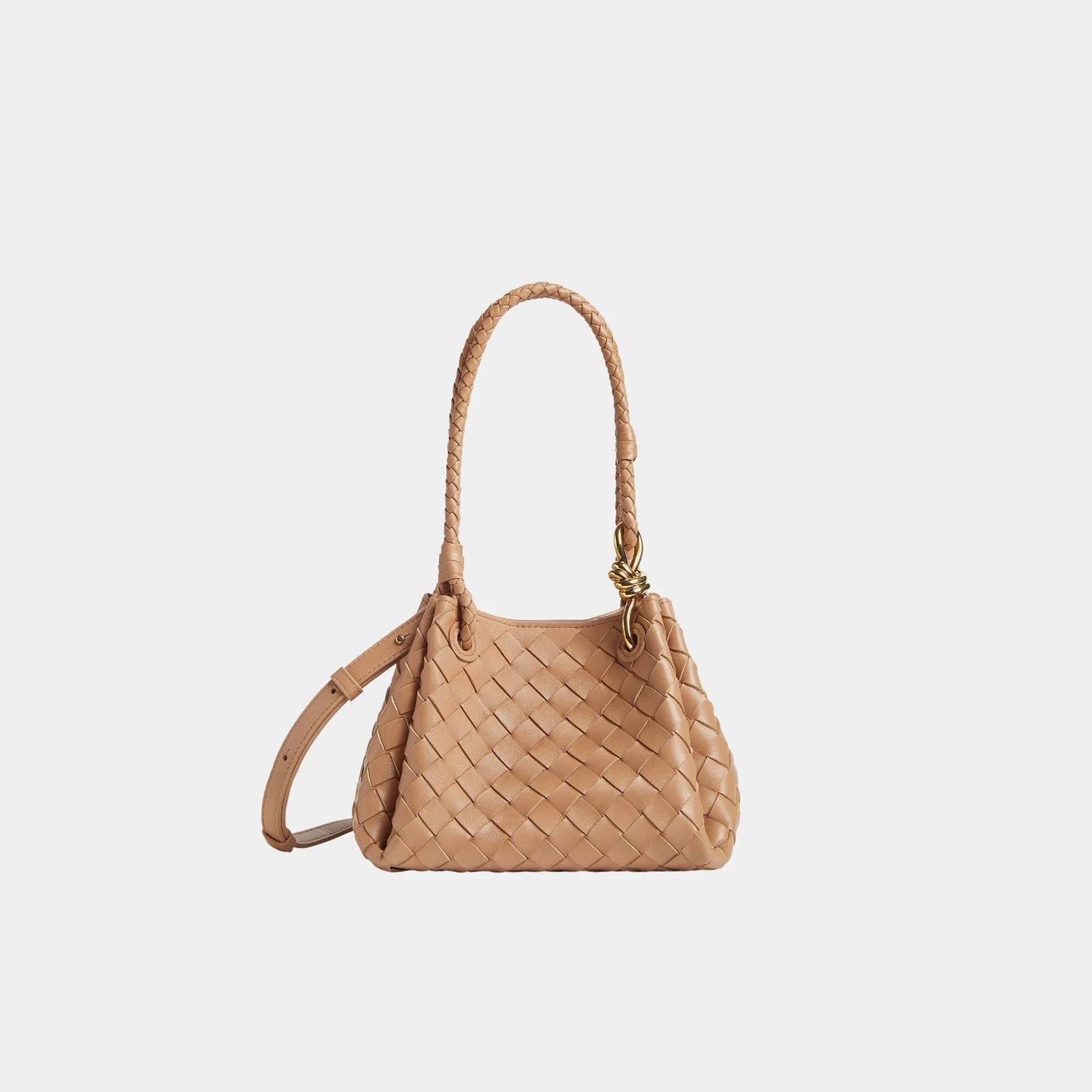 Bottega Veneta Small Parachute Shoulder Bag, Pale Brown, Front