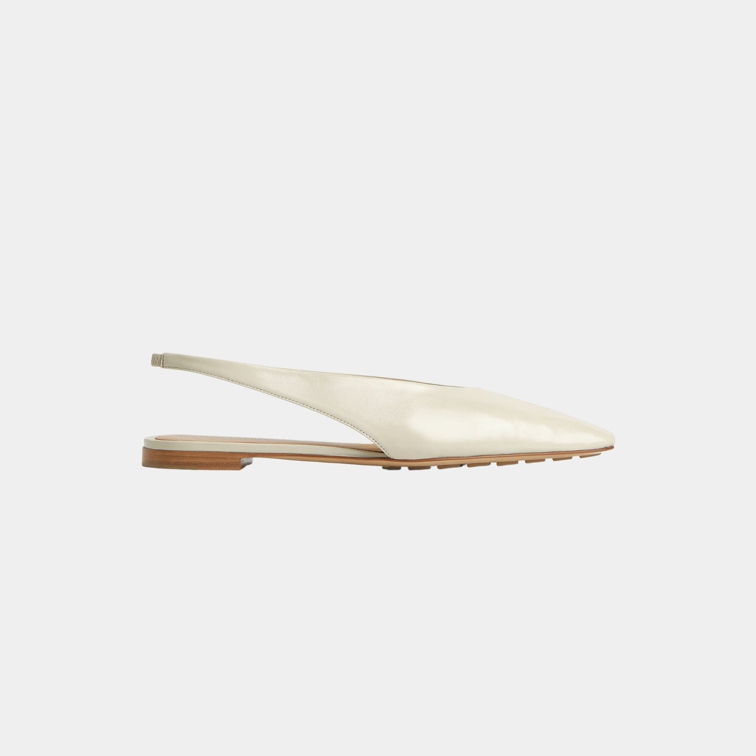 Bottega Veneta Sofia Slingback Ballerina Supple construction Shiny Calfskin, Sea Salt, Side