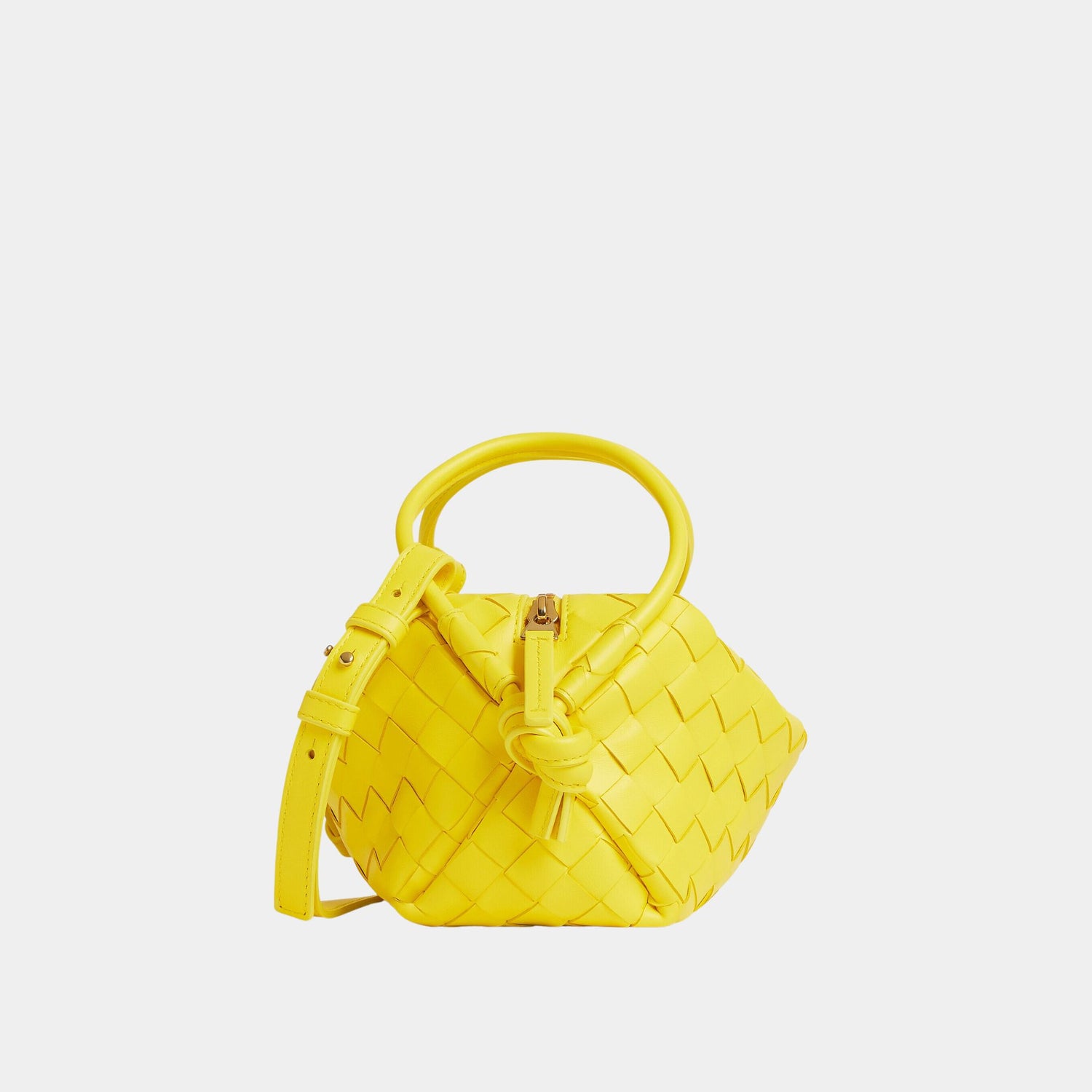 Bottega Veneta Top Handle Loop Cross Body Bag, Sulfur, Side