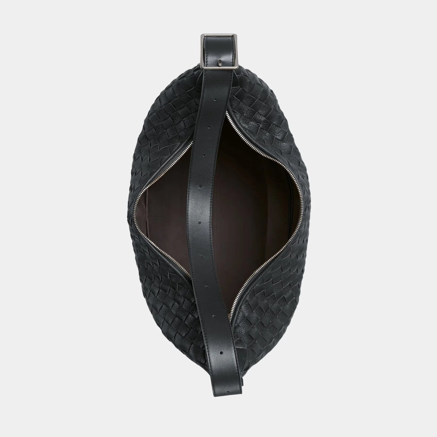 Bottega Veneta Traveler Hobo bag In Intrecciato Deer Skin, Ardoise, Top