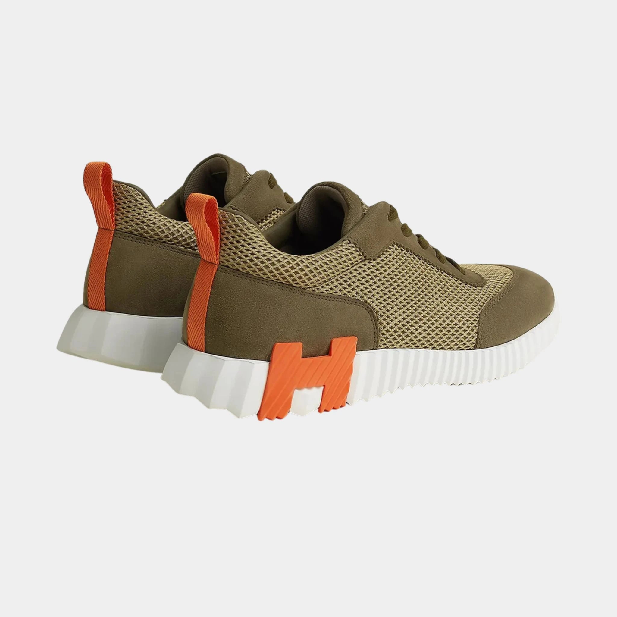 Hermes Bouncing Sneakers Graphic Mesh Suede Men, Back