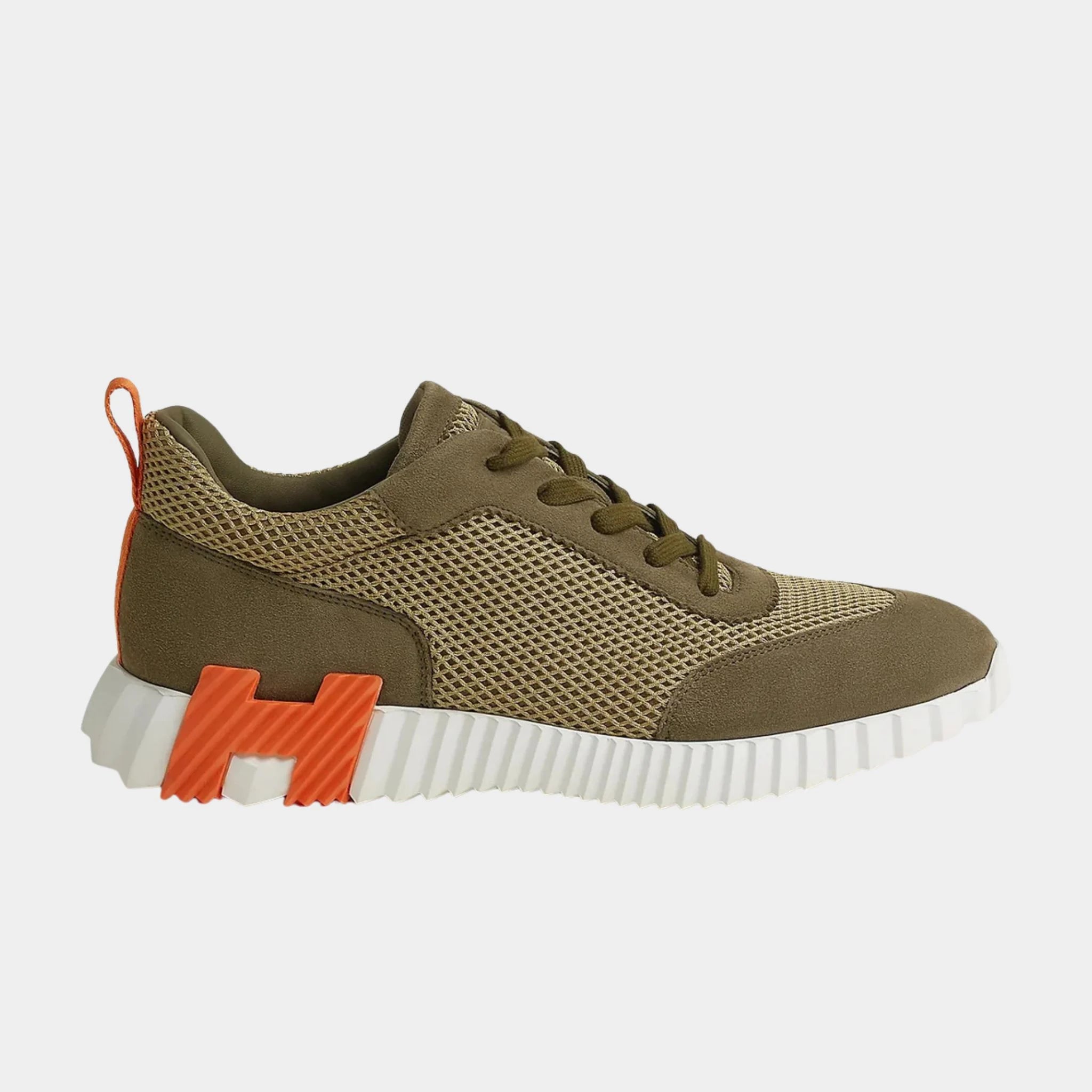 Hermes Bouncing Sneakers Graphic Mesh Suede Men, Side