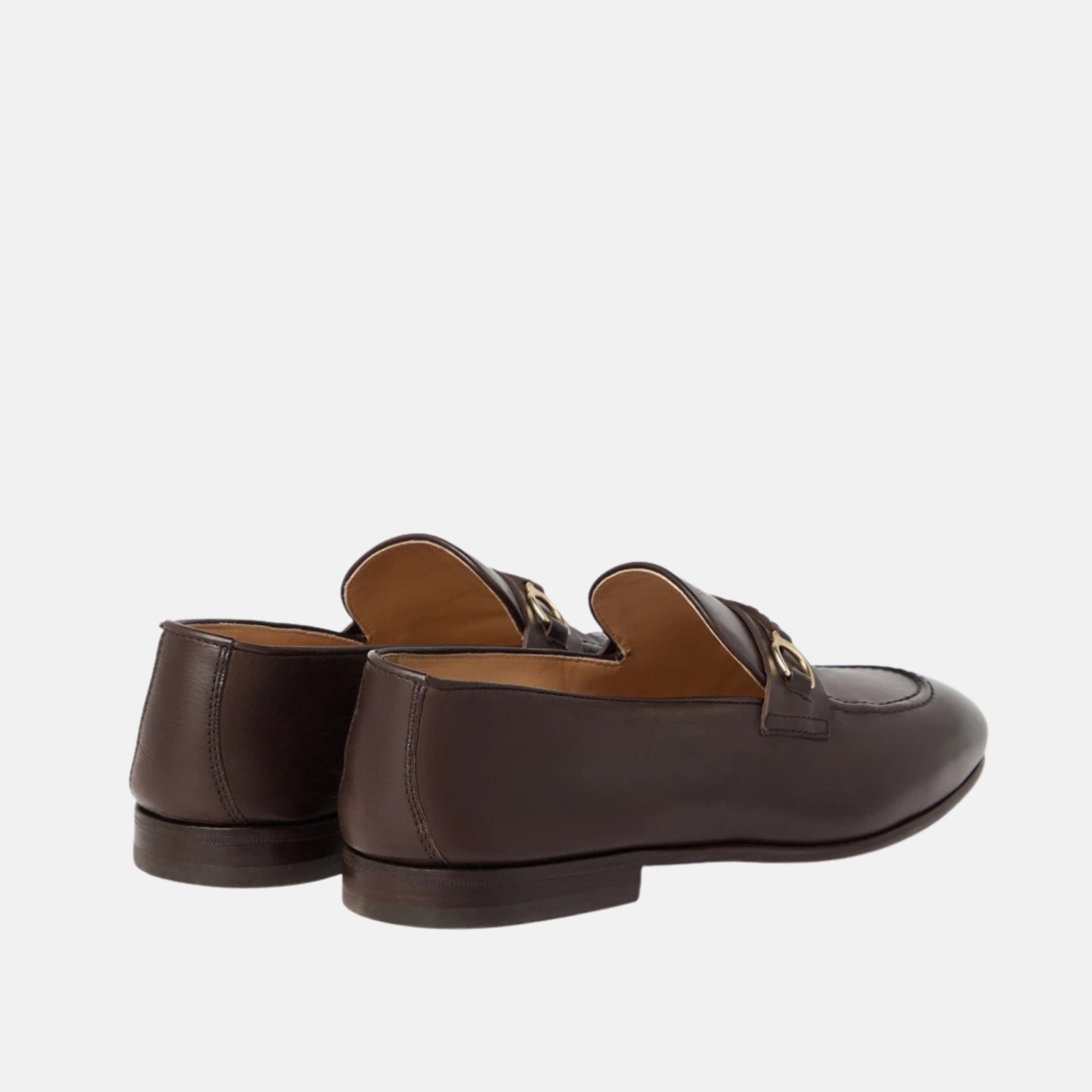 Brunello Cucinelli Soft Waxed Calfskin Loafers With Bit Detail, Brown, Back