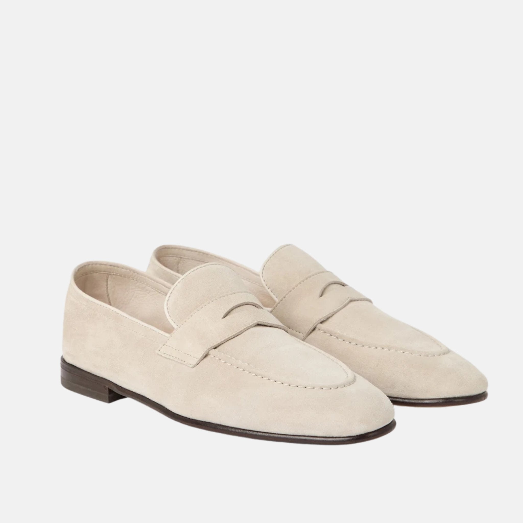 Brunello Cucinelli Suede Soft Penny Loafers, Front