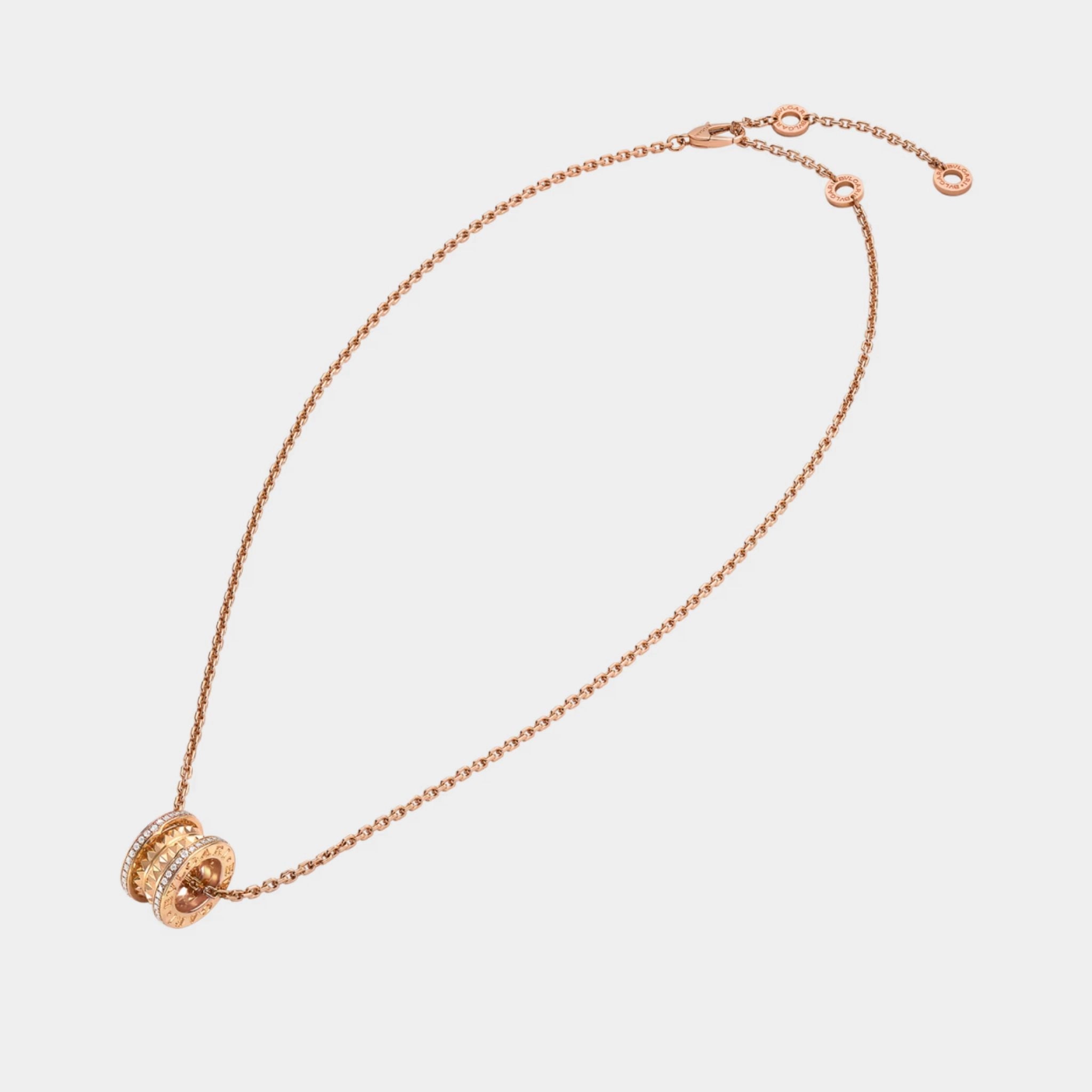 Bvlgari B.zero1 Pendant studded spiral pavé diamonds edges Necklace Rose Gold, Far