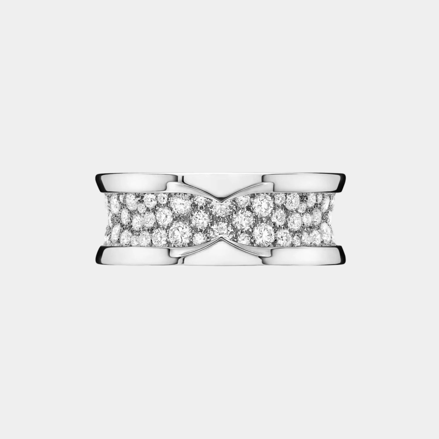 Bvlgari B.zero1 Gold Ring pave Diamonds on the Spiral, White Gold, Top