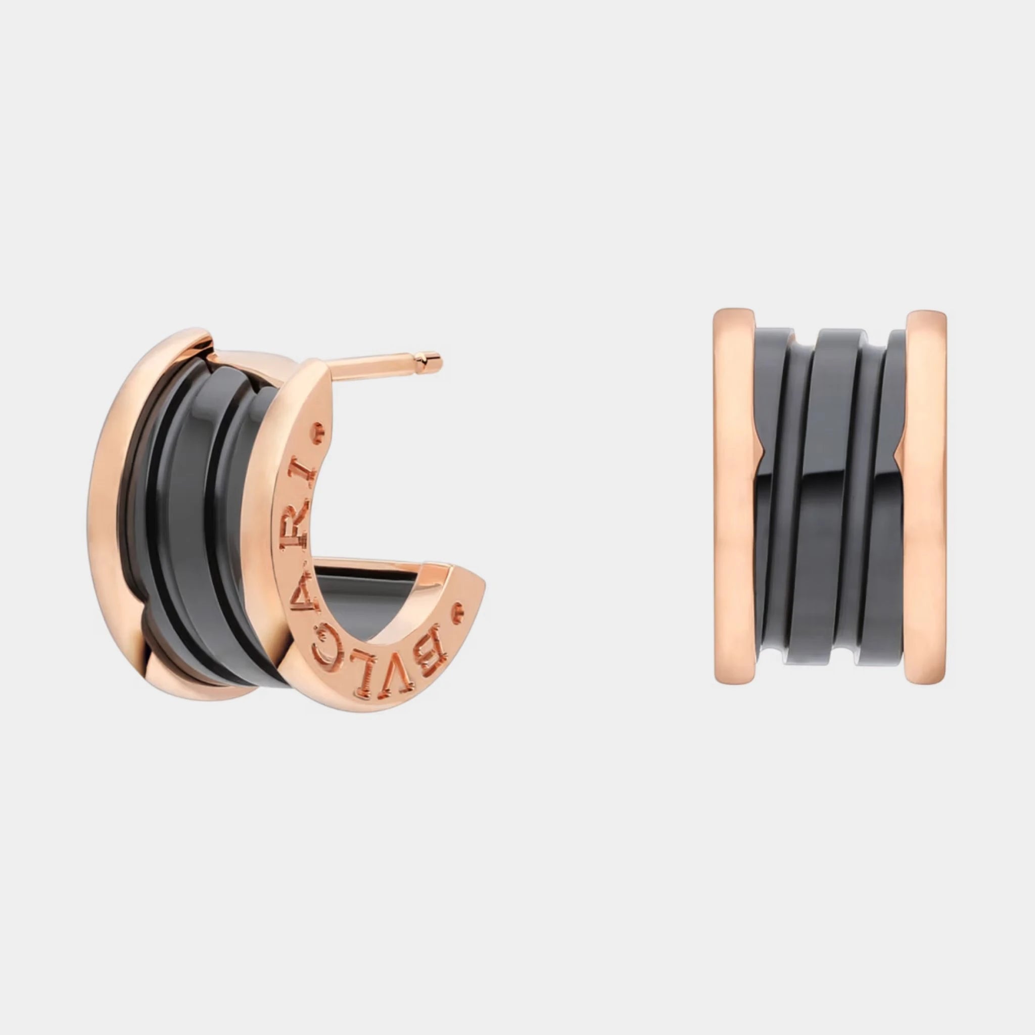 Bvlgari B.zero1 Rose Gold & Black Ceramic earrings , Front & side