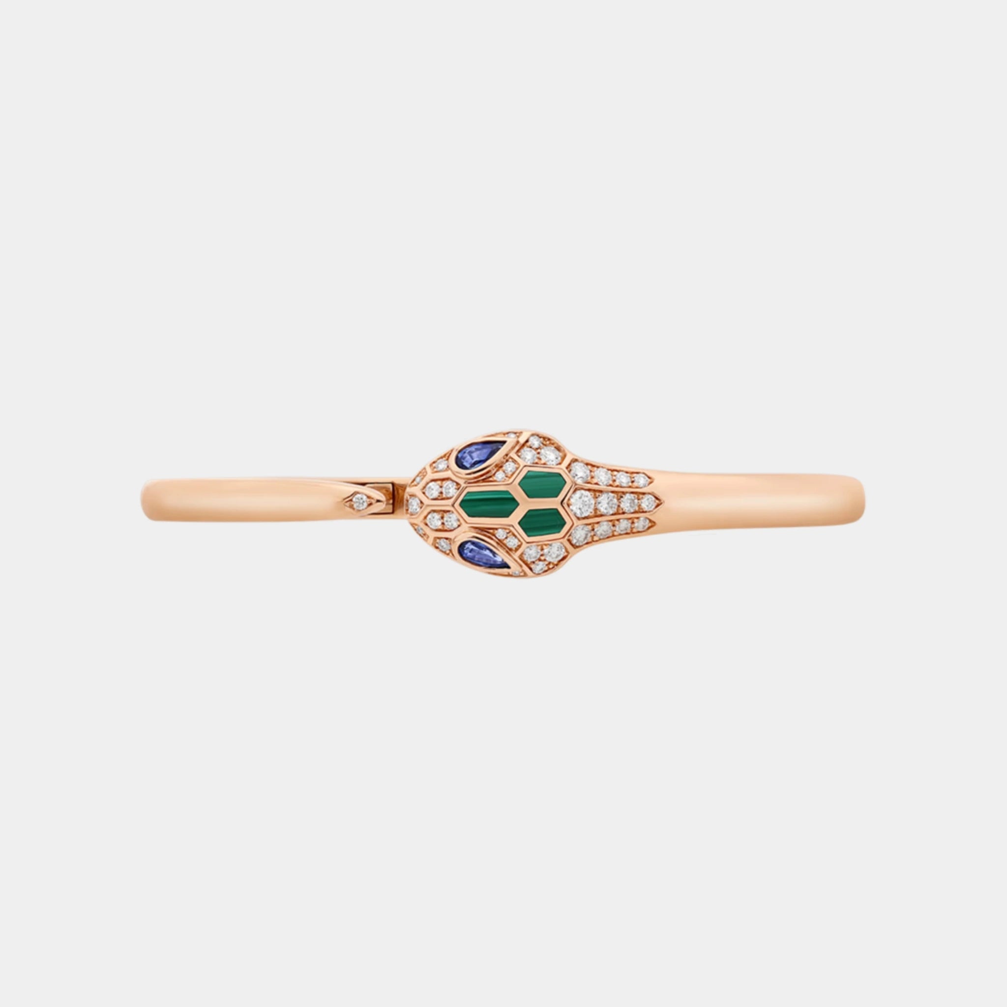 Bvlgari Serpenti Seduttori Bracelet with Sapphire Malachite & Diamonds, Rose Gold, Front