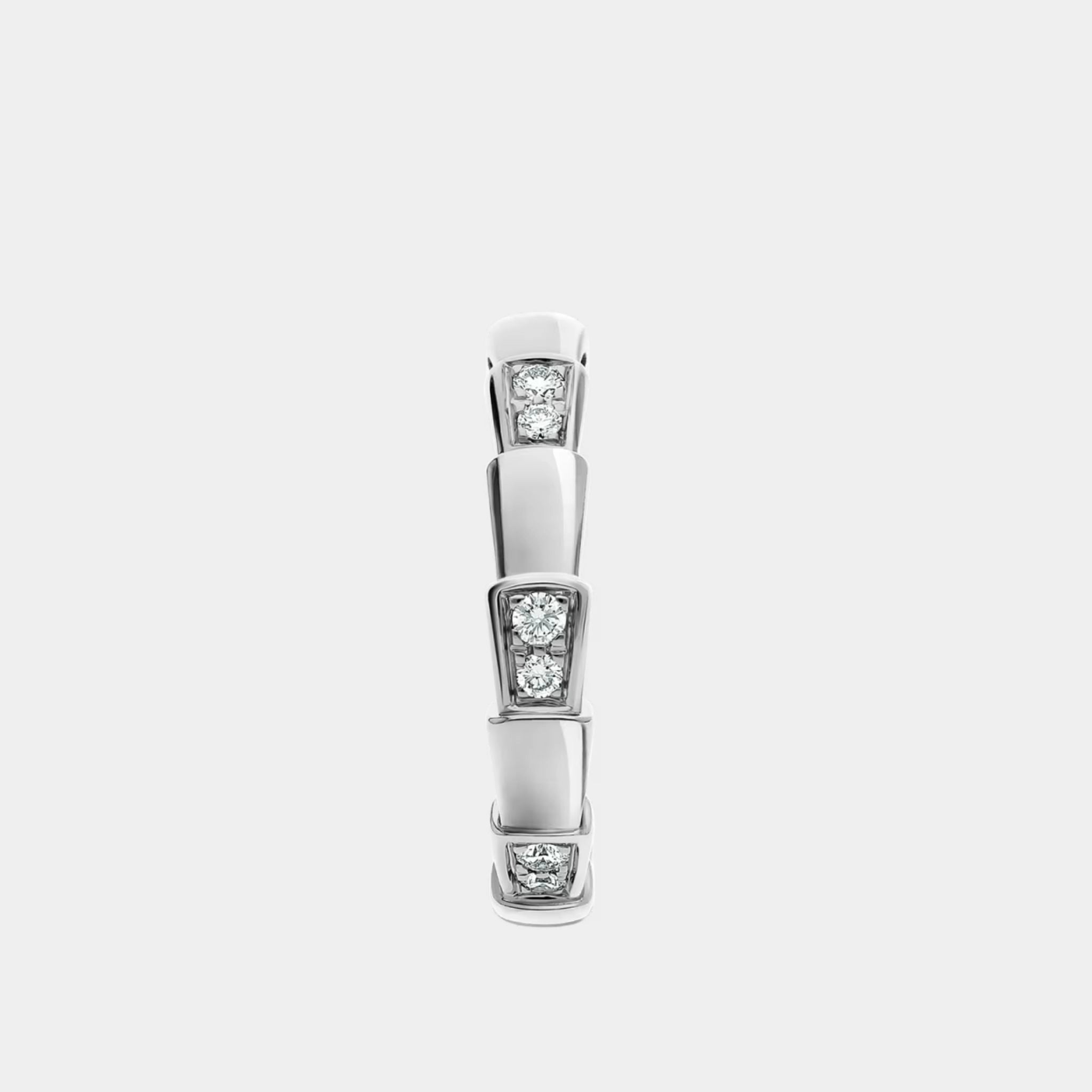 Serpenti Viper Demi Pave Diamonds Ring, White Gold, Front