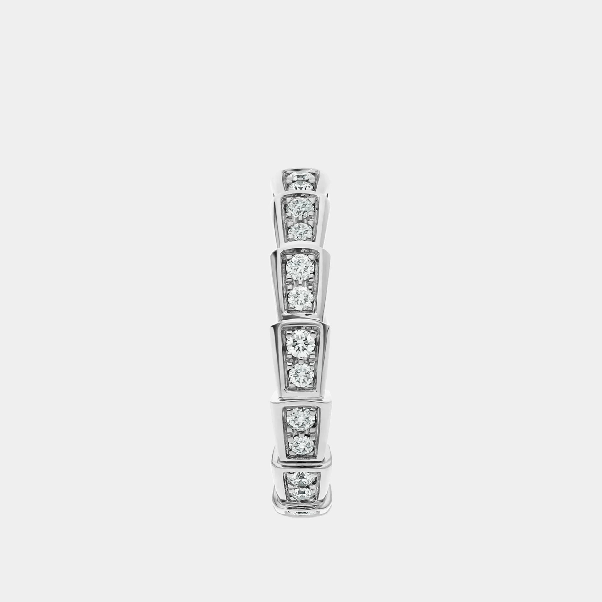 Bvlgari Serpenti Viper Full Pave Diamonds Ring, White Gold, Front