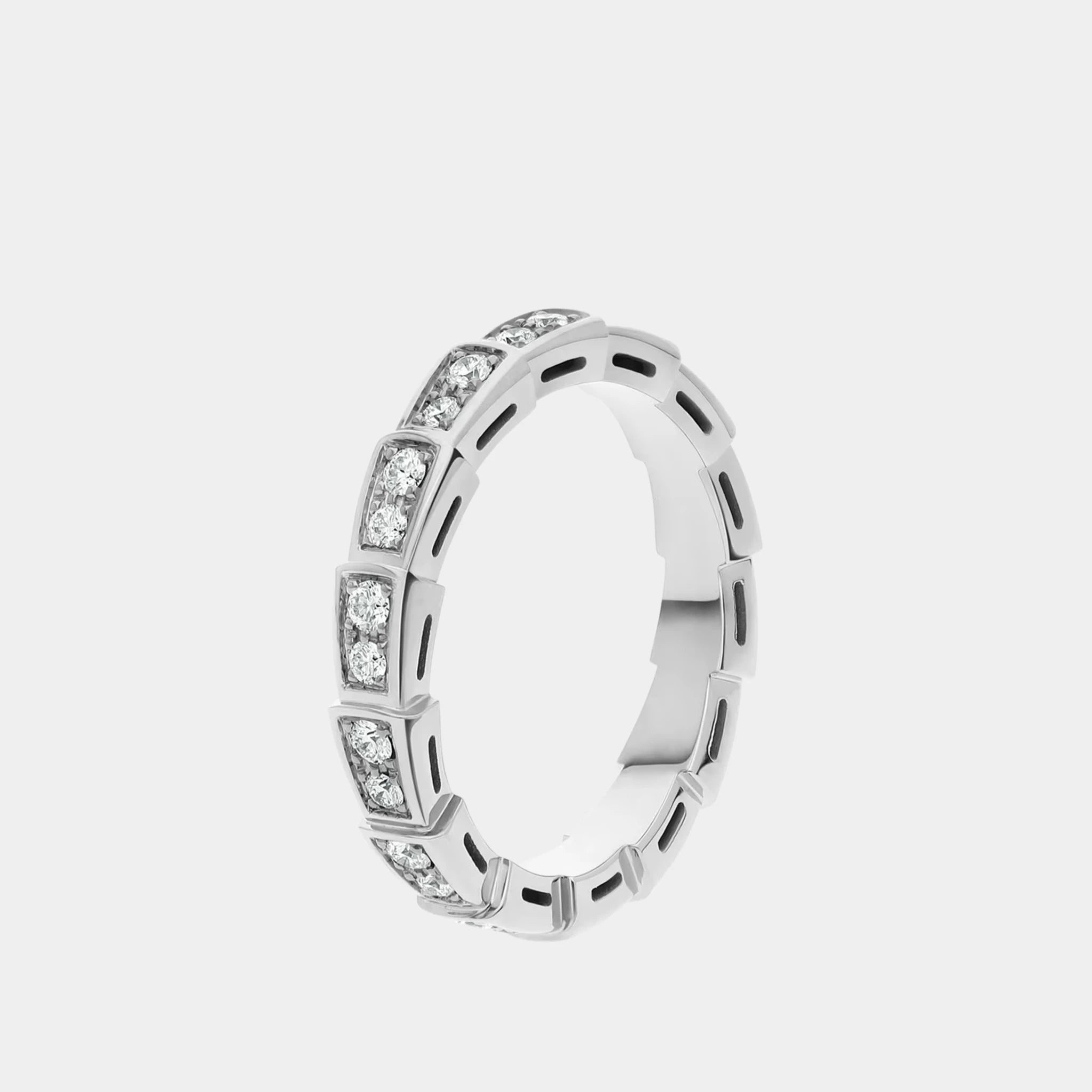 Bvlgari Serpenti Viper Full Pave Diamonds Ring, White Gold, Side