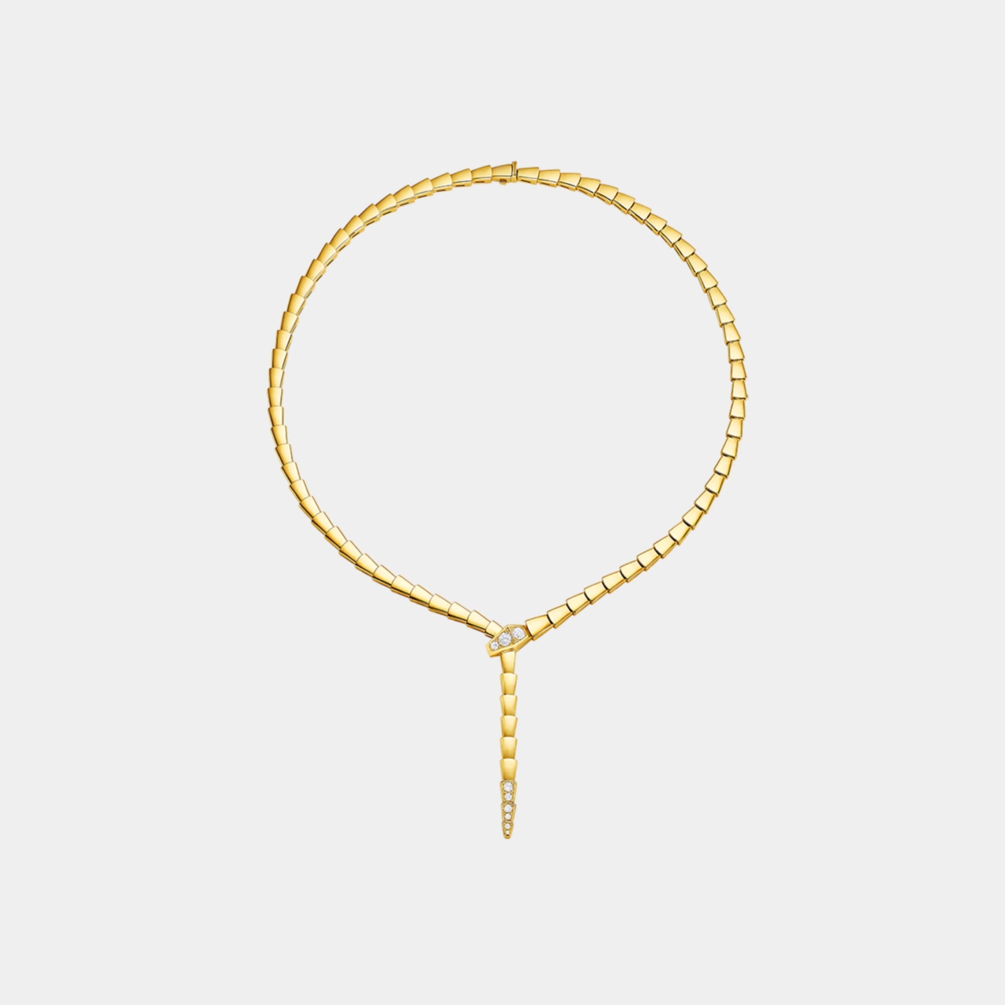 Bvlgari Serpenti Viper Necklace with Demi Pave Diamonds, Yellow Gold, Front