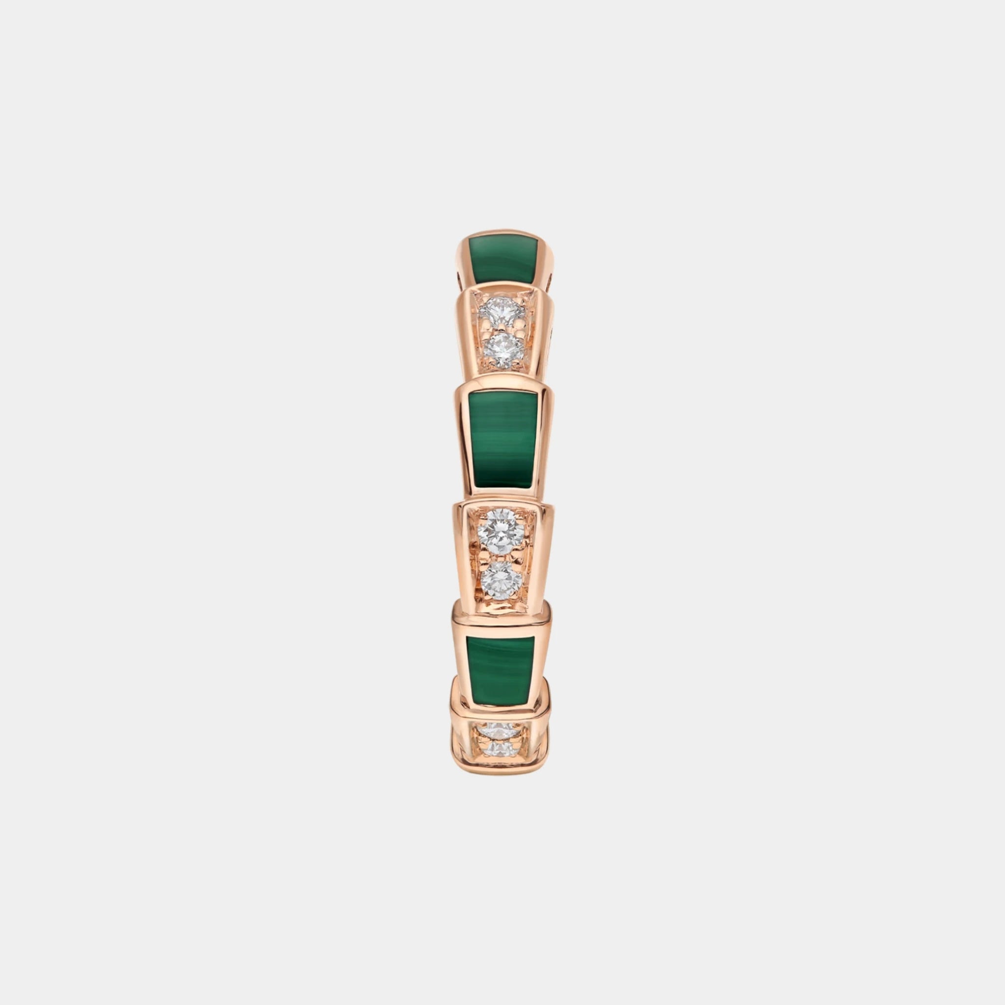 Bvlgari Serpenti Viper Thin Ring with Malachite & Pave Diamonds, Rose Gold, Front