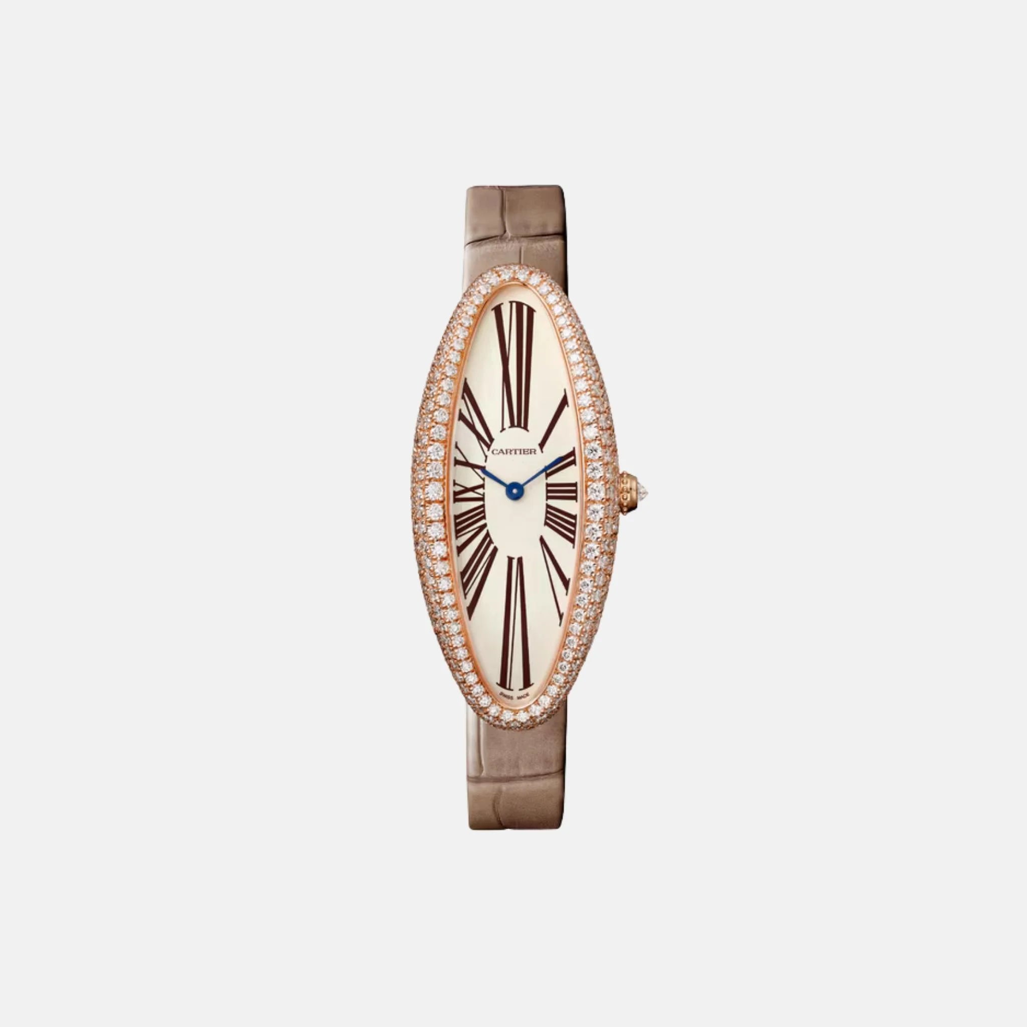 Cartier Baignoire Allongée Medium 18K Rose Gold Diamond Set WJBA0006, Front